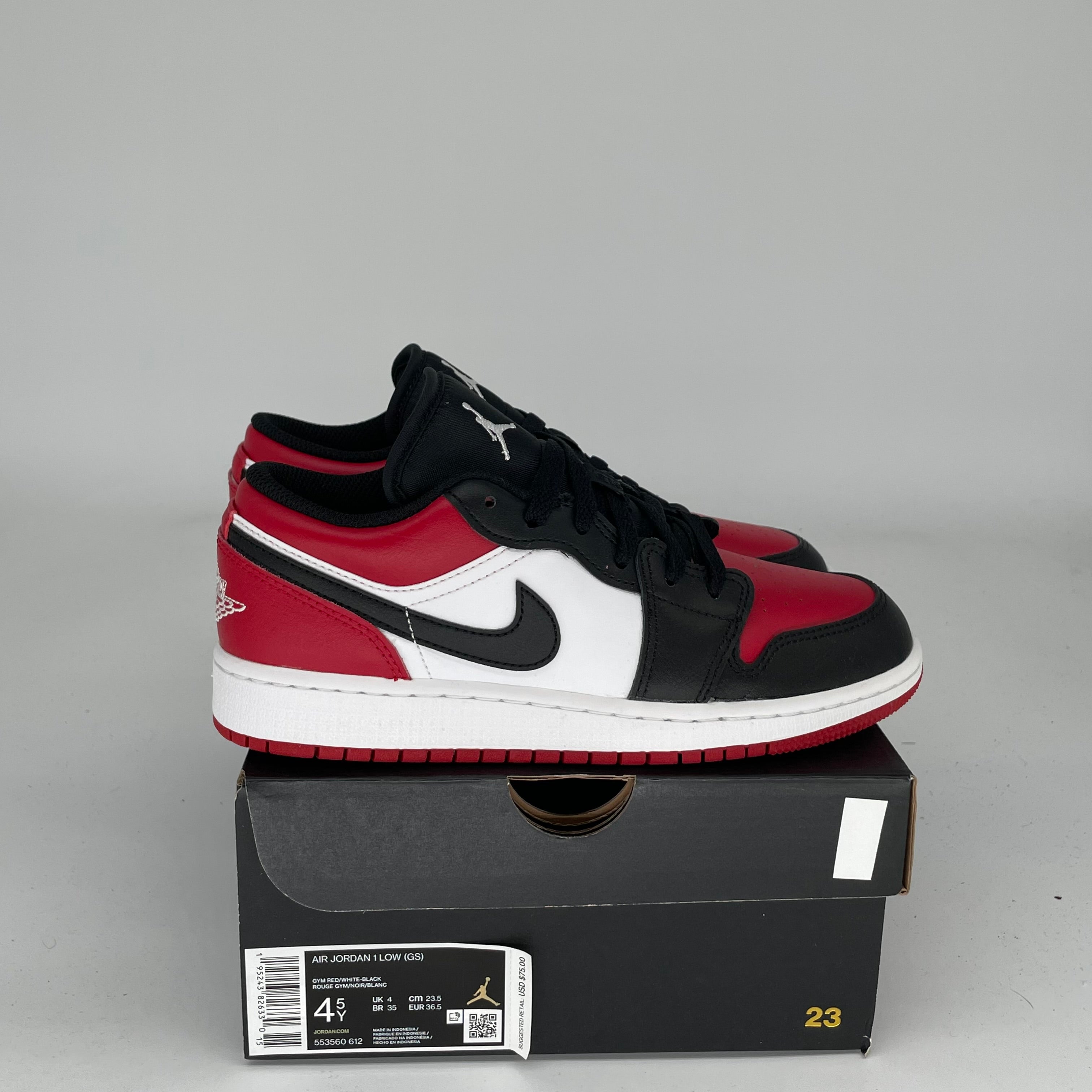 Original Air Jordan 1 Retro High OG 'Bred Toe' Basketball Shoes - Size 4.5Y (553560-612) - Perfect for Streetwear, Sneaker Collecting & Casual Outfits