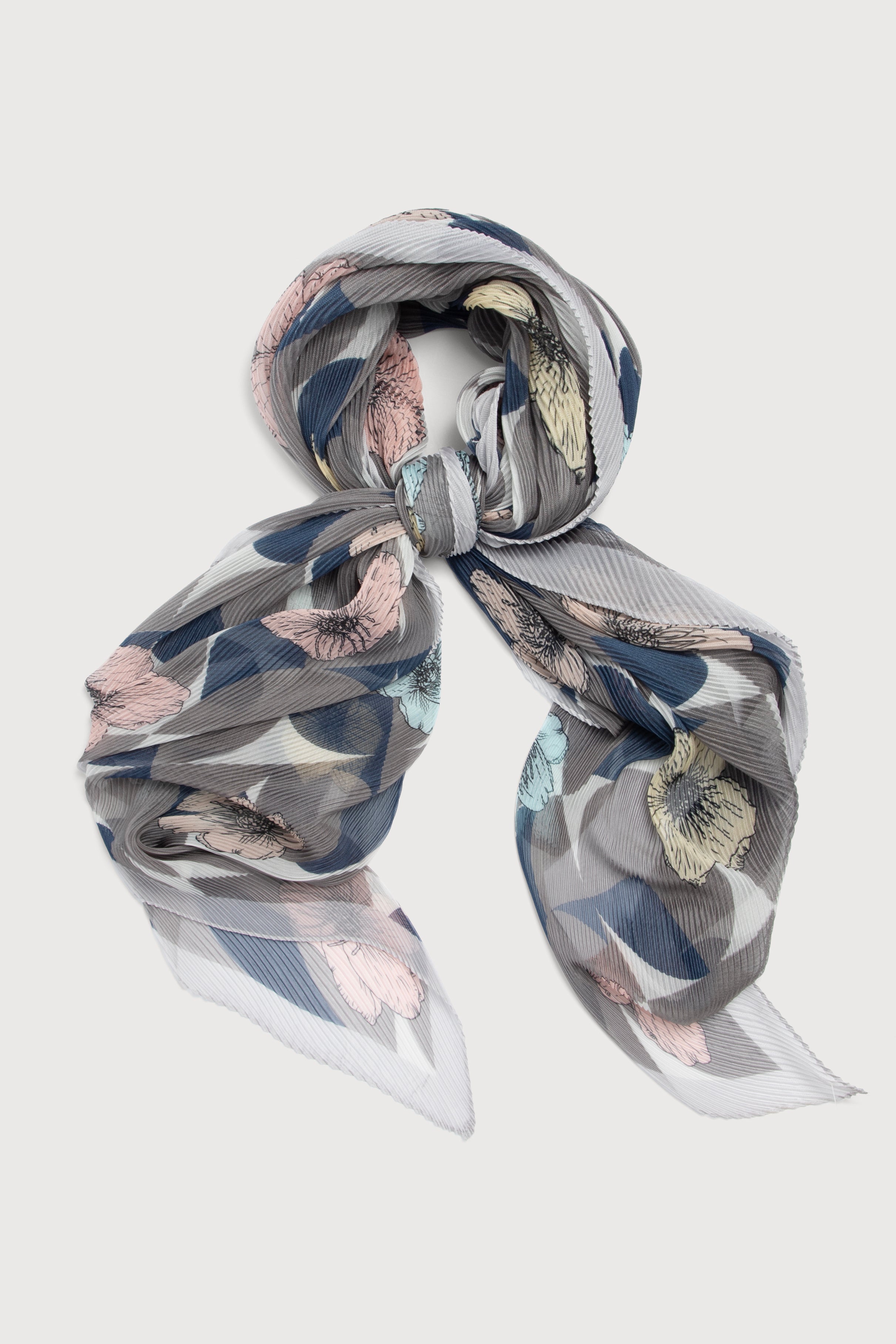 Floral Geo Pleated Scarf - Stylish Fashion Accessory for Women, Lightweight Shawl Wrap for Spring & Summer Outfits, Perfect for Office, Travel and Special Occasions