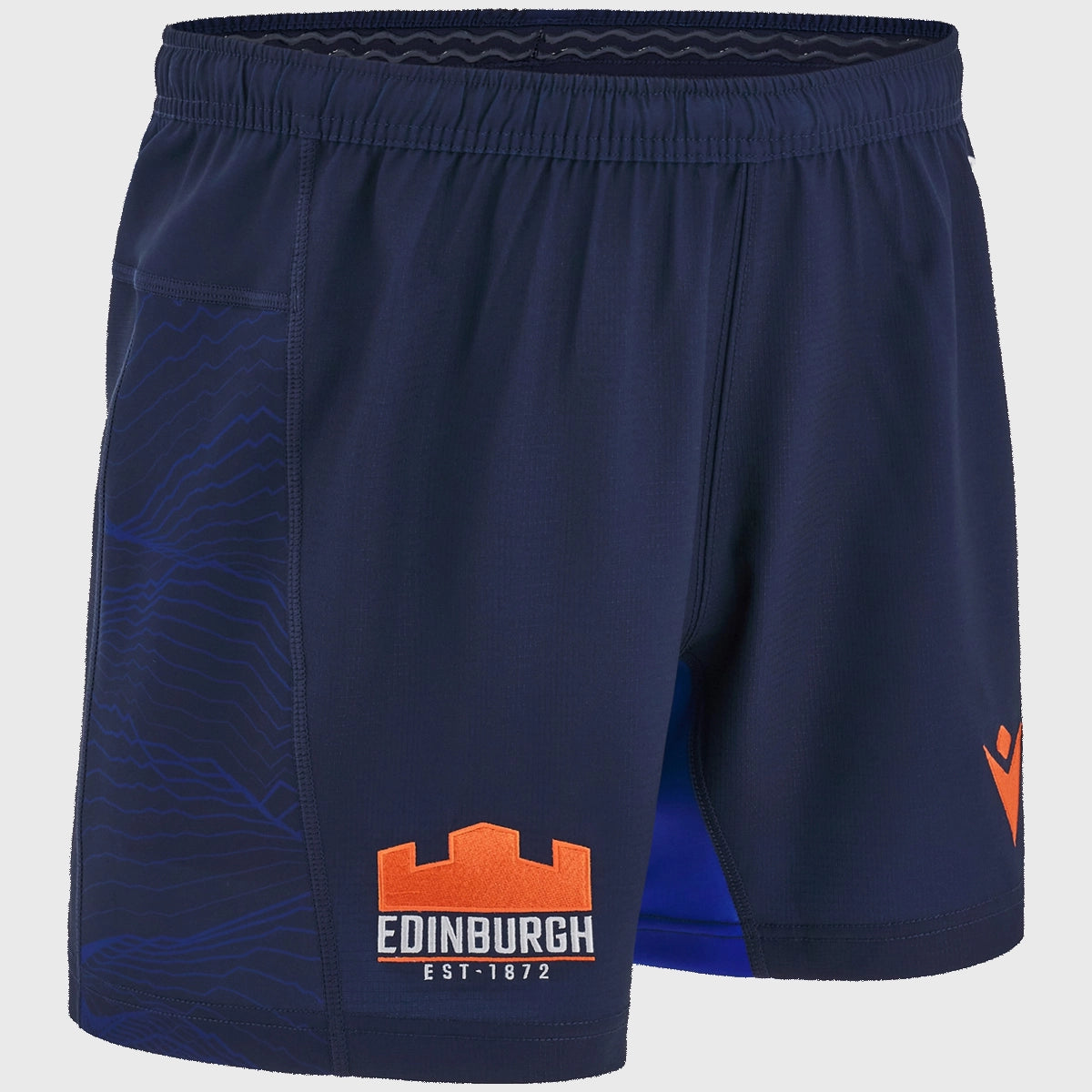 Macron Edinburgh Home Rugby Shorts 2024/25 - Men's Breathable Sports Shorts for Rugby Training & Matches