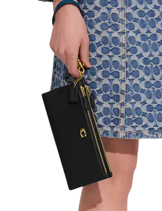 Coach Double Zip Wallet for Women & Men | Genuine Leather Crossbody Wallet with RFID Protection | Perfect for Travel, Shopping & Everyday Use