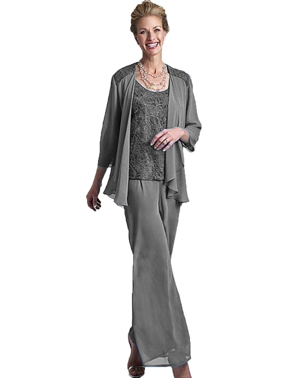 Elegant Lace Mother of The Bride Pant Suits with Jackets - Plus Size Chiffon Formal Wear for Wedding, Special Occasions & Evening Events