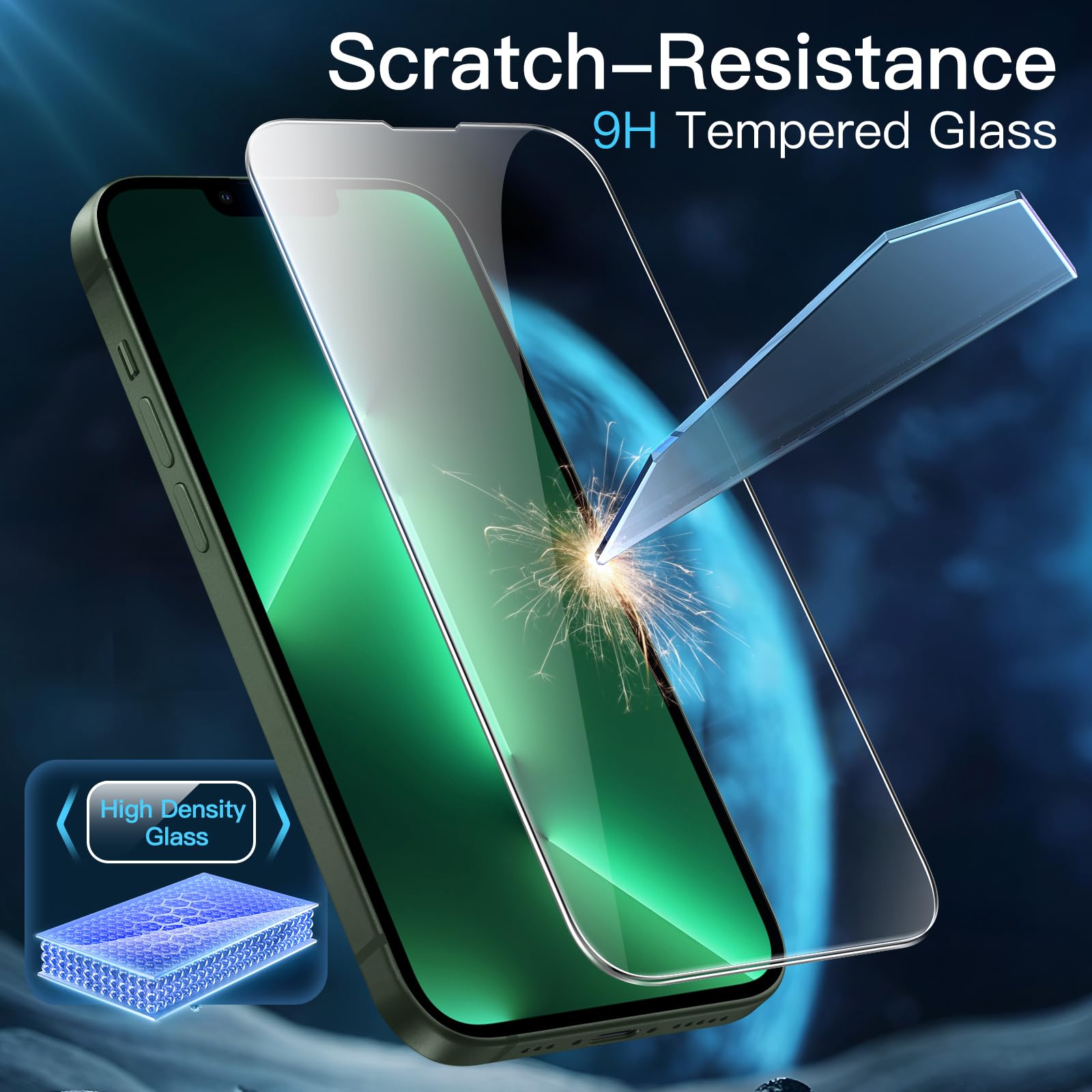 JETech 3 in 1 Magnetic Case for iPhone 13 Pro 6.1-Inch | 2-Pack Tempered Glass Screen Protector | MagSafe Compatible | Translucent Matte Shockproof Cover (Dark Green) - Perfect for Work, Travel & Everyday Protection