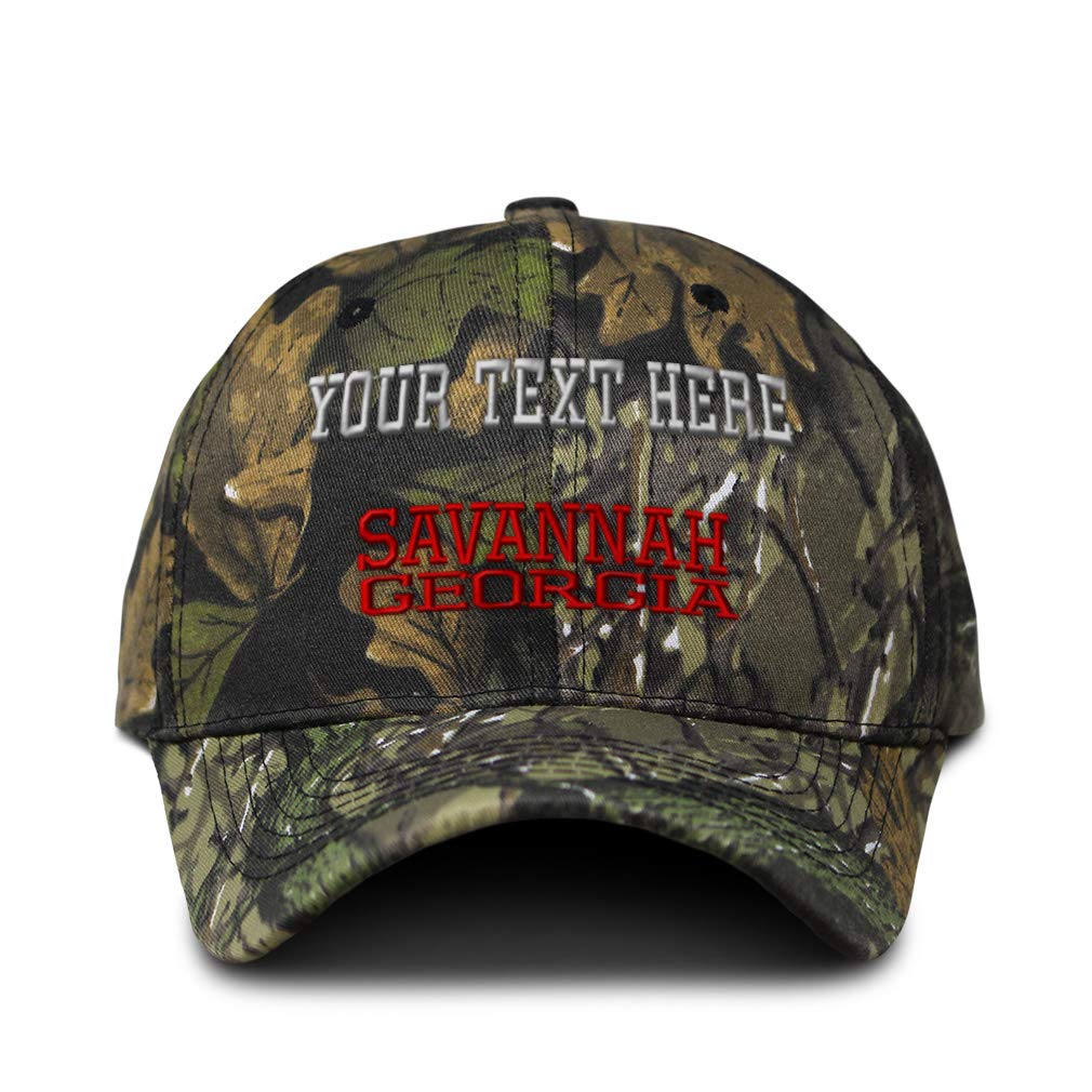 Custom Camo Baseball Cap - Georgia Savannah USA Patriotic Embroidered Cotton Hat for Men & Women - Perfect for Hunting, Outdoor Sports & Military Enthusiasts