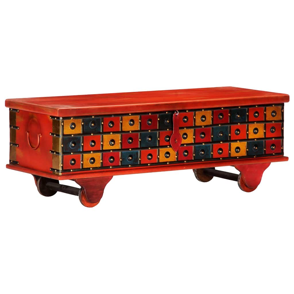 Vintage Acacia Wood Storage Trunk - Large Solid Wood Chest for Clothes, Toys & Home Organization | Perfect for Bedroom, Nursery & Living Room Storage