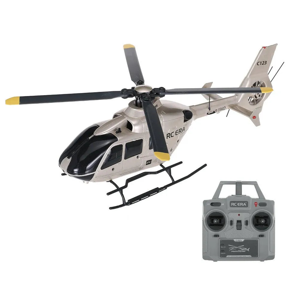 **RC Helicopter - RC ERA C123 EC135 1:36 Scale 6CH 6-Axis Gyro with Altitude Hold & Optical Flow Positioning - Indoor/Outdoor Drone for Beginners & Hobbyists**    **使用场景:** Perfect for backyard flying, indoor practice, and hobbyist aerial photography. Great gift for kids and RC enthusiasts.