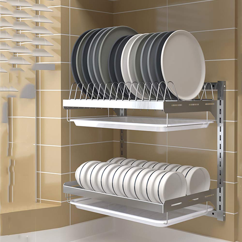 Stainless Steel Dish Drying Rack - Wall Mount Kitchen Drain Rack for Utensils & Tableware Storage | Space-Saving Organizer for Small Kitchens, Countertops & RVs