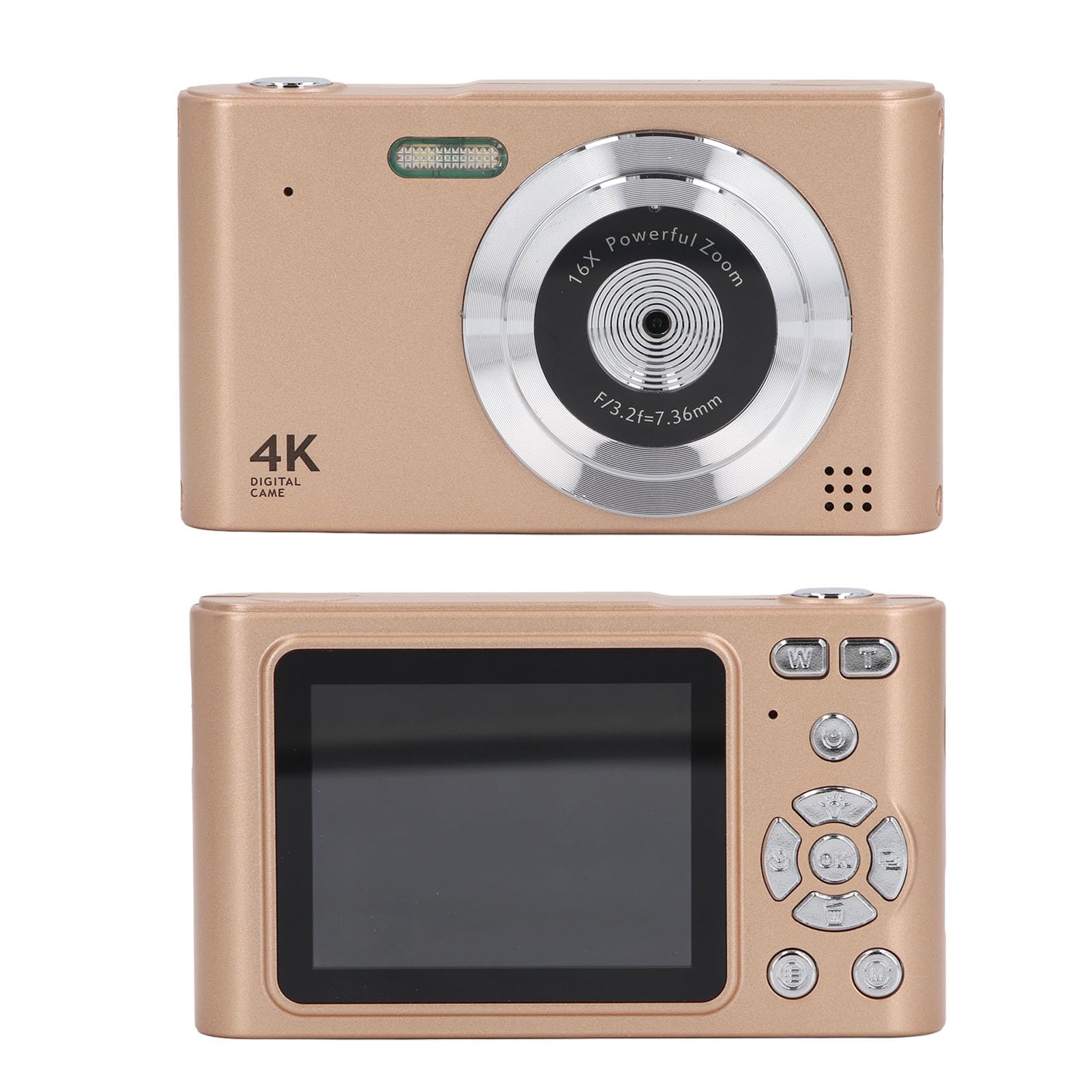 48MP Digital Camera with 2.5K HD Dual Lens | 16x Zoom Auto Focus Compact Camera | Smart Pocket Camera for Vlogging, Travel & Home Photography (Gold) - Perfect for YouTube Videos, Family Events & Outdoor Adventures