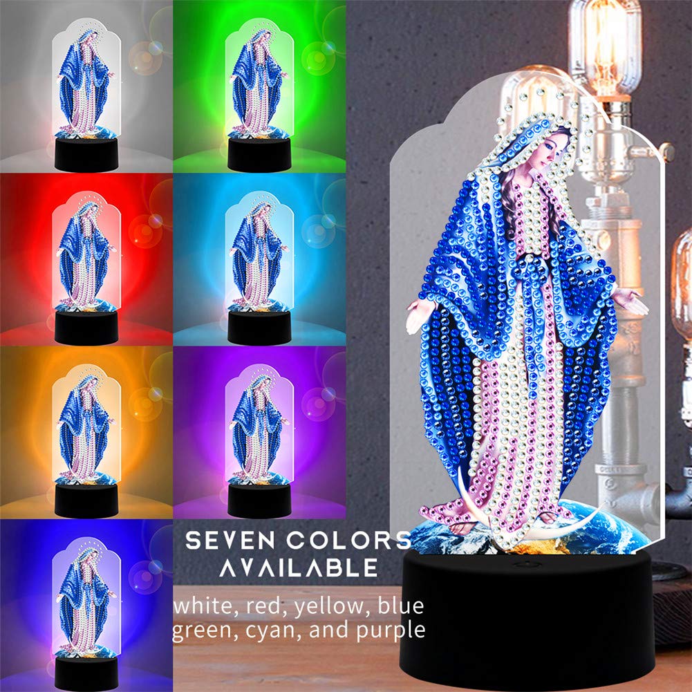 Diamond Painting Night Light - DIY LED Decorative Lamp for Bedroom, Kids Room & Home Decor | Perfect as Bedside Night Light, Gift Idea & Relaxing Craft Project