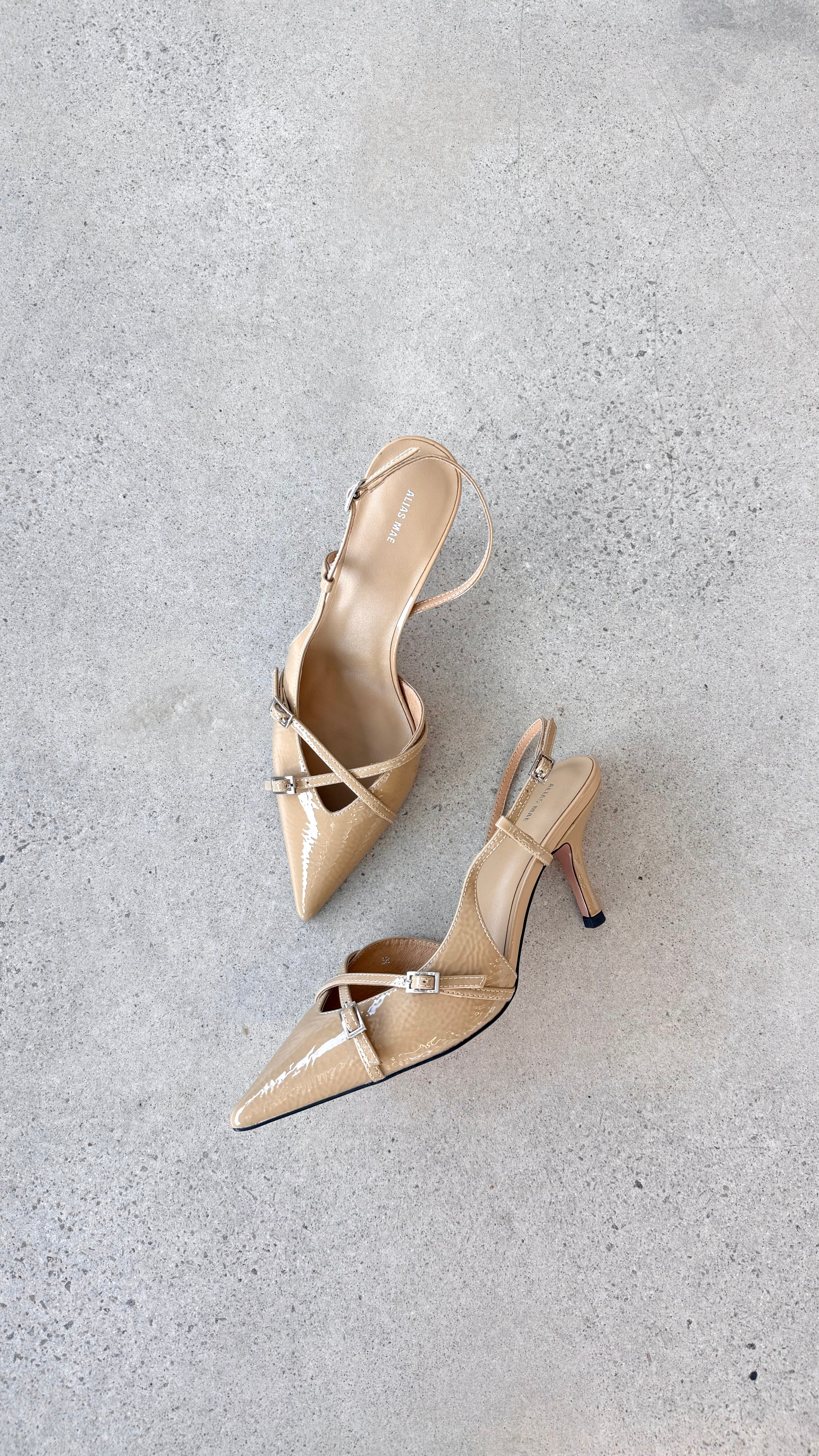 Faith Heel Chai Crinkle Patent Leather Pumps - Stylish High Heels for Women, Perfect for Office, Party & Evening Events