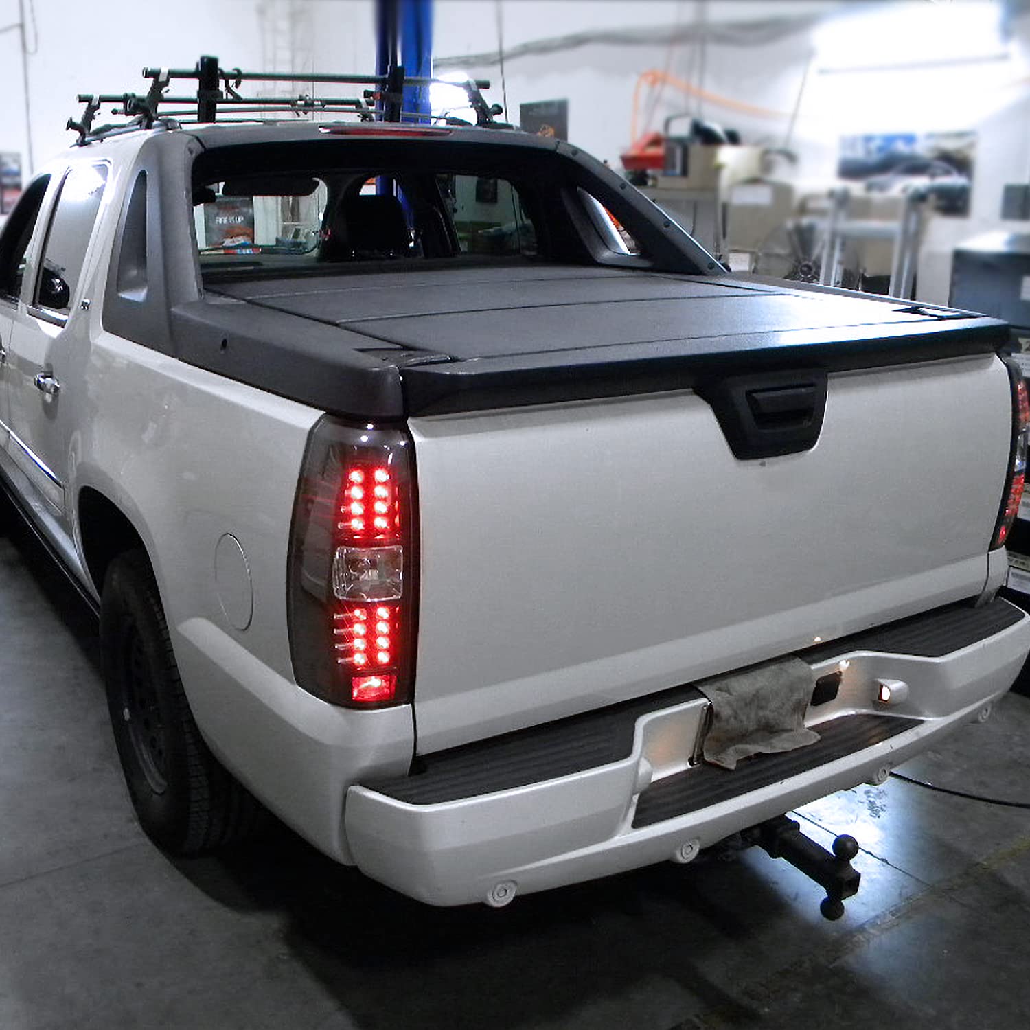 Spec-D Tuning Black Housing Clear Lens LED Tail Lights for 2007-2012 Chevy Avalanche - Left & Right Pair Assembly - Enhanced Visibility & Style for Night Driving & Custom Car Upgrades