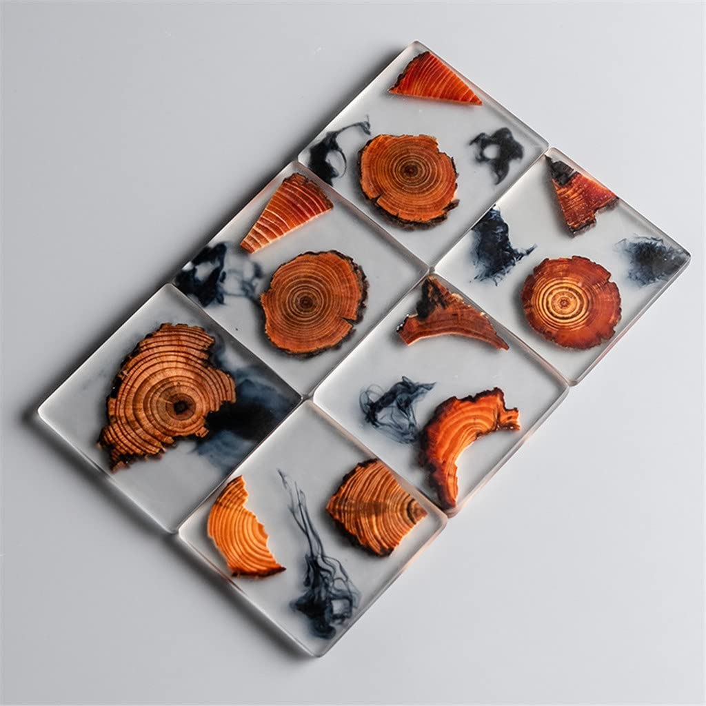 Creative Resin Pine Coasters Set of 4 - Heat-Resistant Drink Mats for Coffee, Tea & Beverages - Waterproof Non-Slip Table Decor for Home, Office & Outdoor Use (Color: Brown)