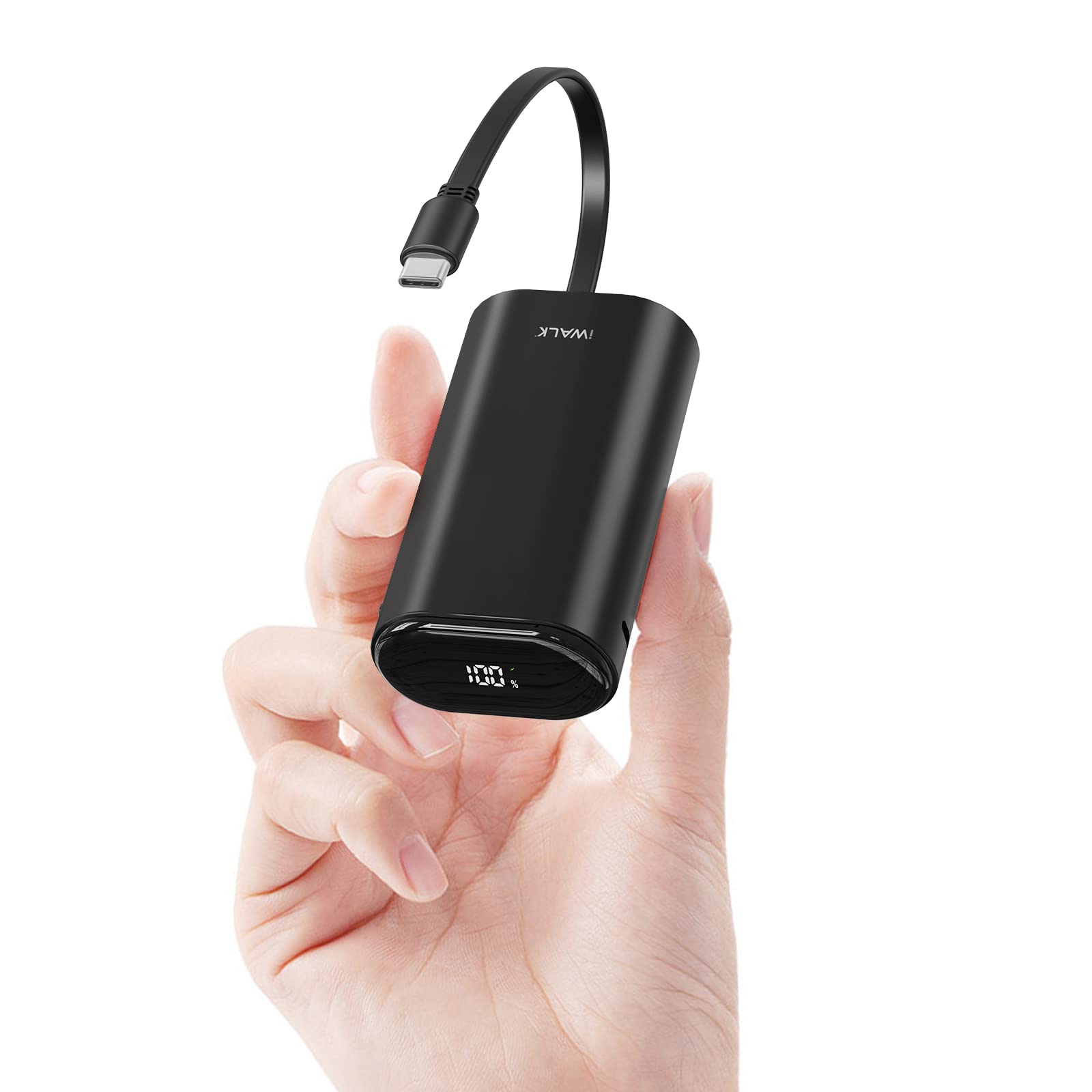 iWALK 9600mAh Portable Charger with 18W PD Fast Charging | Built-in USB-C Cable & LED Display | Power Bank for iPhone 15, Samsung S23/S22, Google Pixel 7 | Perfect for Travel, Camping & Emergency Charging