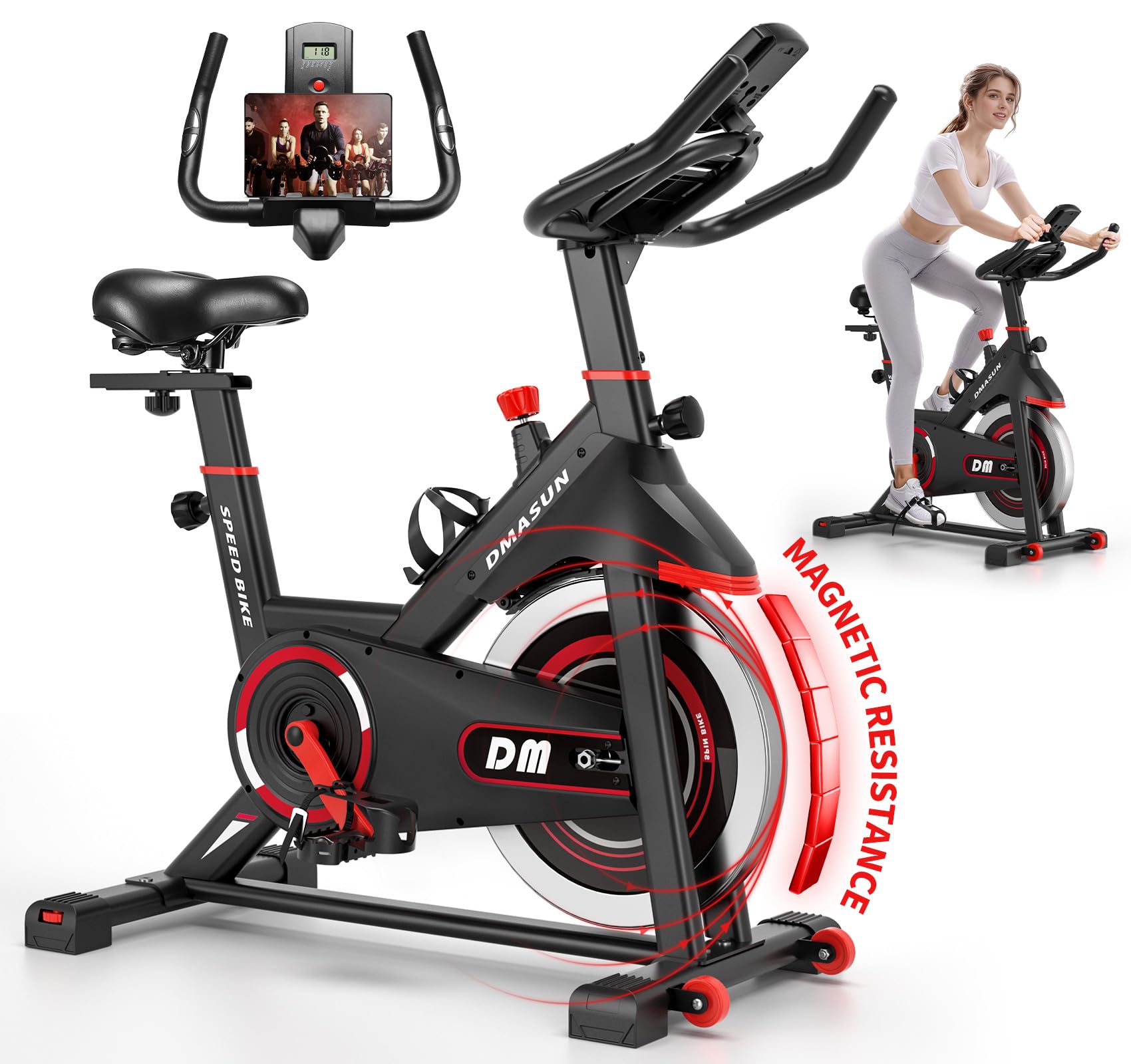 DMASUN Indoor Cycling Bike - Stationary Exercise Bike with Comfortable Seat Cushion & Digital Pulse Display - Perfect for Home Gym, Cardio Workout & Fitness Training