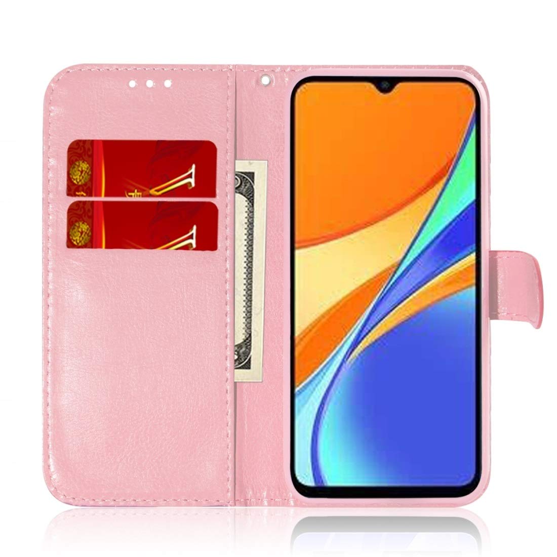 Premium Magnetic Flip PU Leather Phone Case for Xiaomi Redmi 9C - Card Holder, Wallet & Lanyard | Shockproof Protective Cover (Pink) - Perfect for Work, Travel & Everyday Use