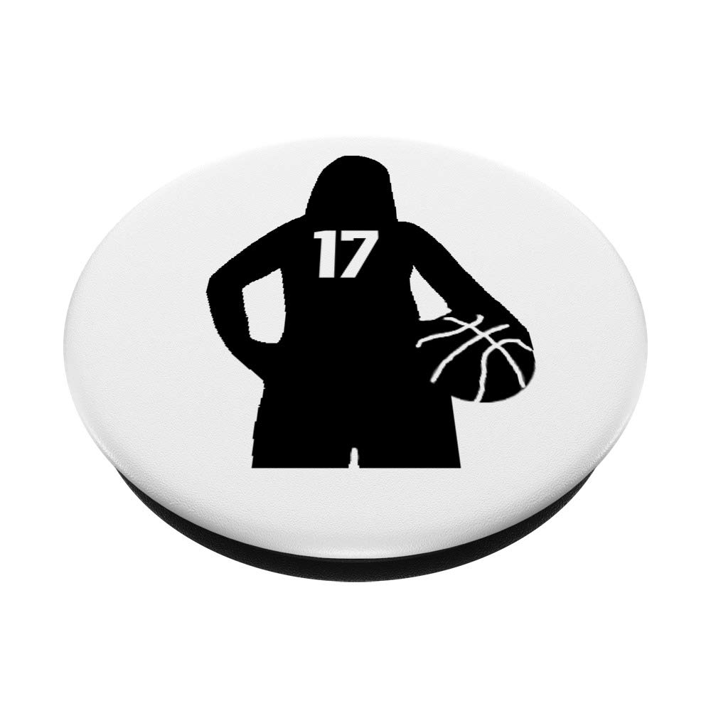 #17 Basketball Phone Grip & Stand - Best Sports Gift for Girls, Women & Kids | Perfect for Games, School & Travel - White PopSockets