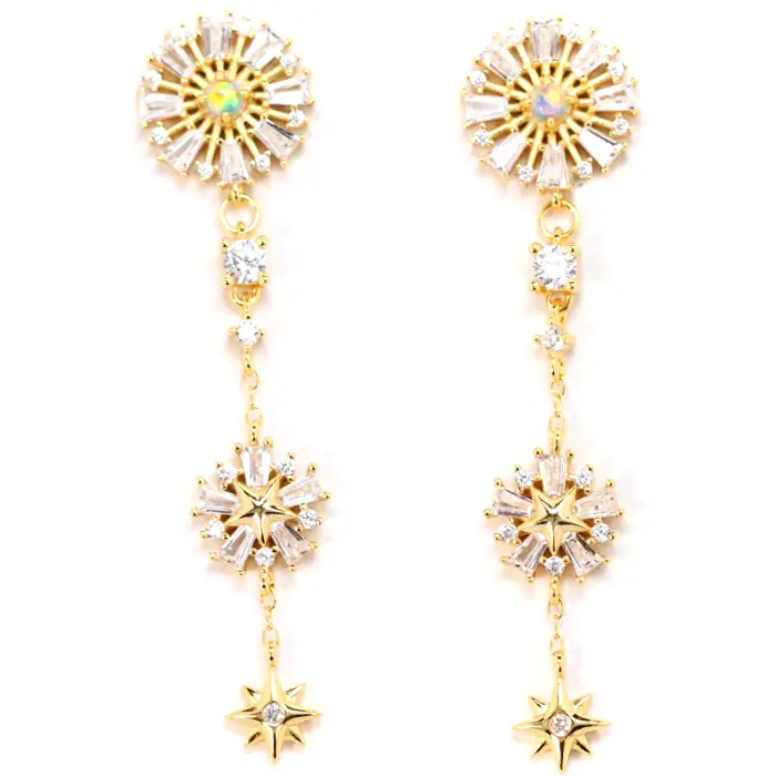 Stunning Nora Opal Burst Drop Earrings - Elegant Dangle Jewelry for Women - Perfect for Weddings, Parties & Special Occasions