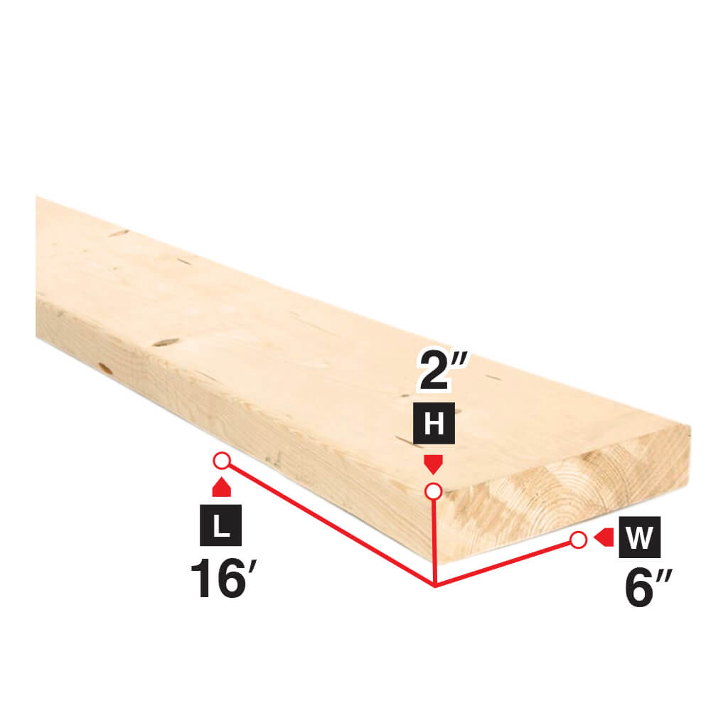 2 in. x 6 in. x 16 ft. Premium Spruce Lumber - Kiln-Dried, Durable Construction Wood for Framing, Decking, and Outdoor Projects