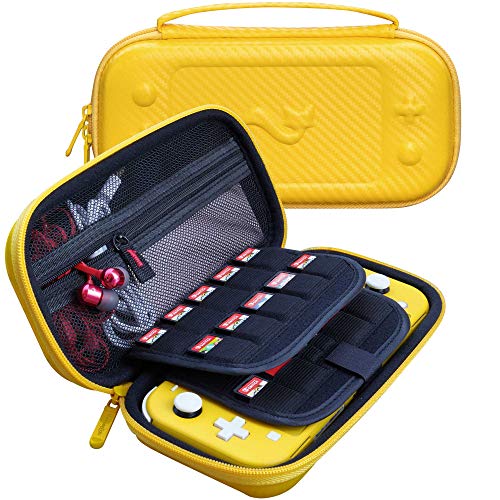 ButterFox Slim Carrying Case for Nintendo Switch Lite - Protective Travel Pouch with 19 Game Card Slots & 2 Micro SD Card Holders - Compact Storage for Switch Lite Accessories (Yellow) - Perfect for Gaming On The Go, Travel Protection & Organized Game Storage