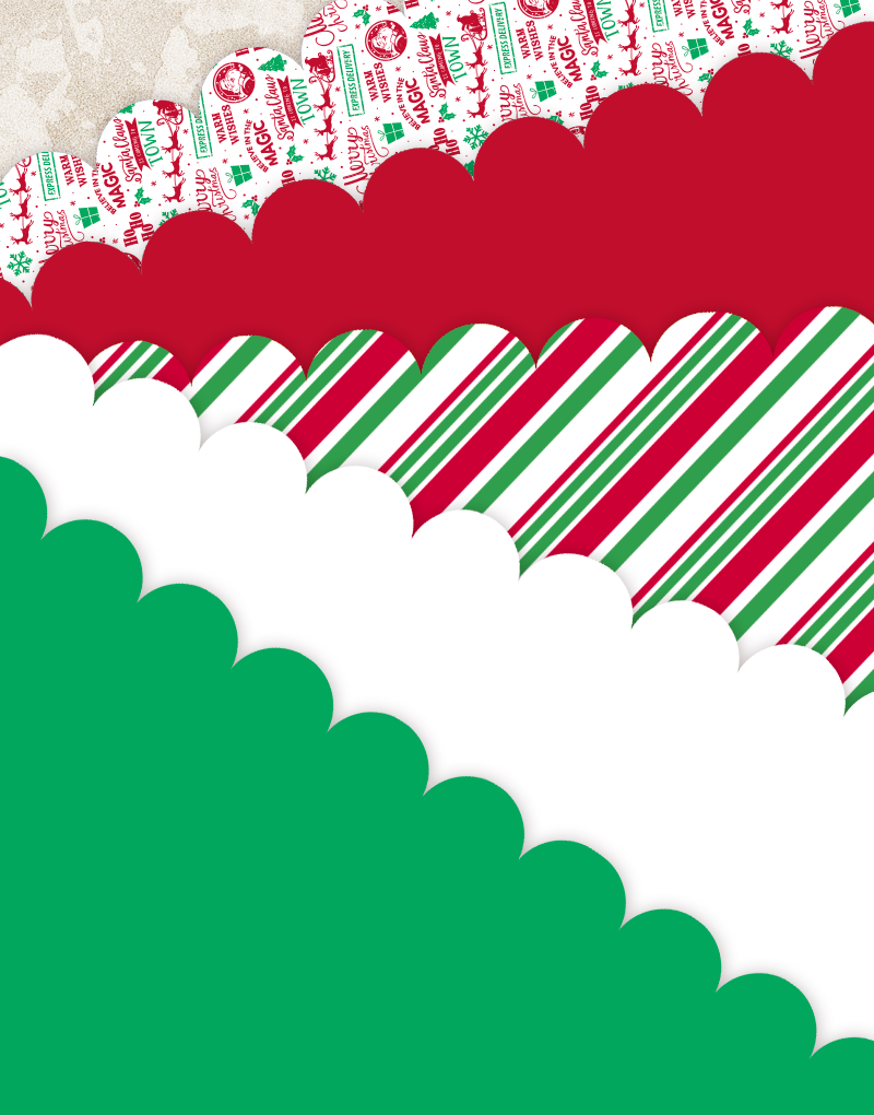 Christmas Stamps Scalloped Tissue Paper - Holiday Gift Wrapping, Crafts & DIY Decorations for Festive Season