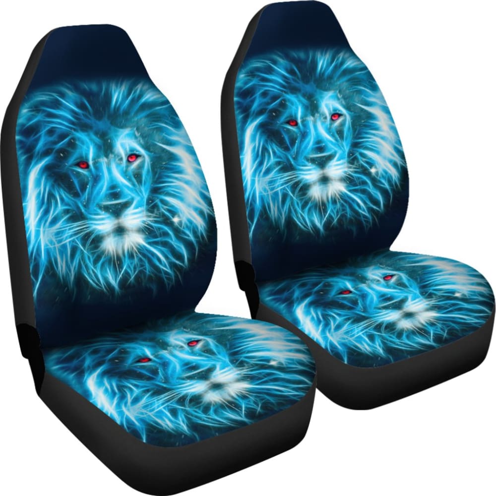 Premium Blue Laser Lion Print Car Seat Covers - Universal Fit for Cars, Trucks & SUVs - Durable Neoprene Material - Perfect for Road Trips, Daily Commutes & Car Enthusiasts