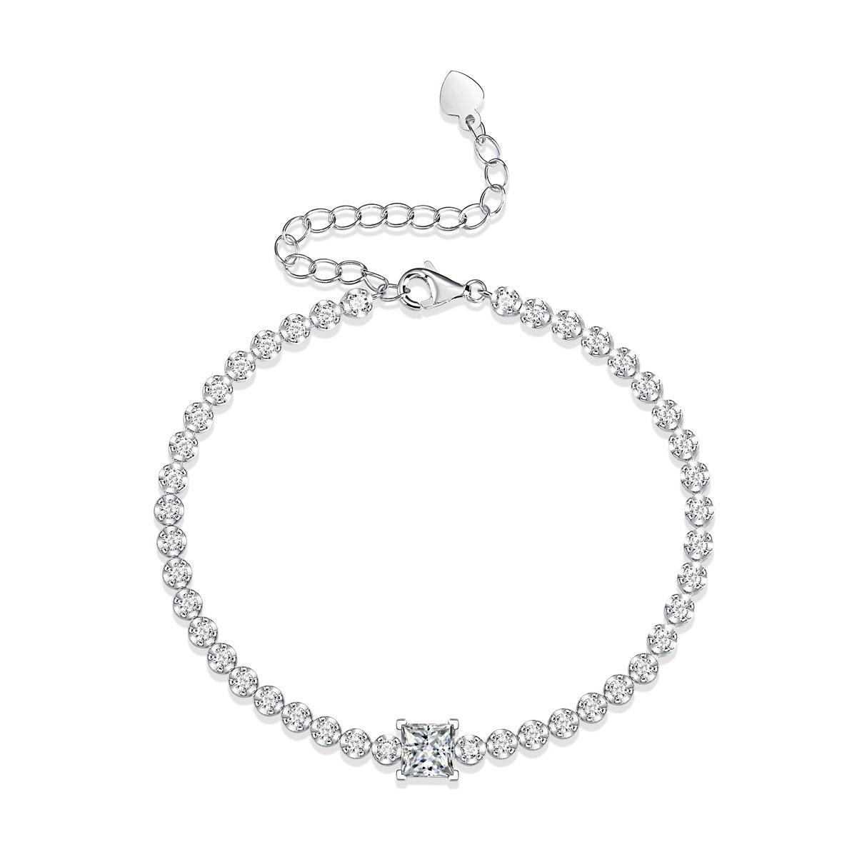 S925 Sterling Silver Moissanite Rubik's Cube Bracelet - Elegant Cubic Zirconia Jewelry for Women, Perfect Gift for Birthday, Anniversary & Special Occasions