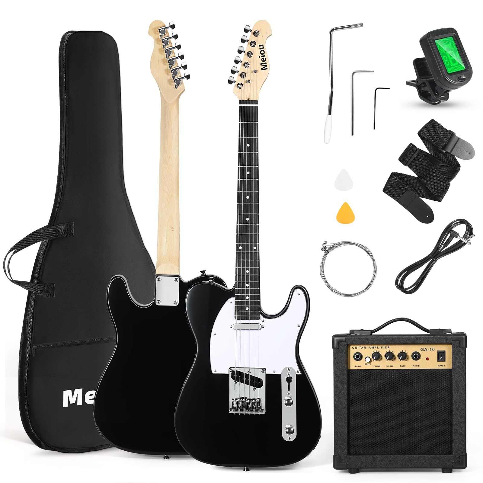 39 Inch Full Electric Guitar Kit with Amp, Strings, Strap, Digital Tuner, Picks, Gig Bag, Cable & Tremolo Bar - Perfect for Beginners, Christmas & Thanksgiving Gifts (Black) - Ideal for Home Practice, Live Performances & Music Learning