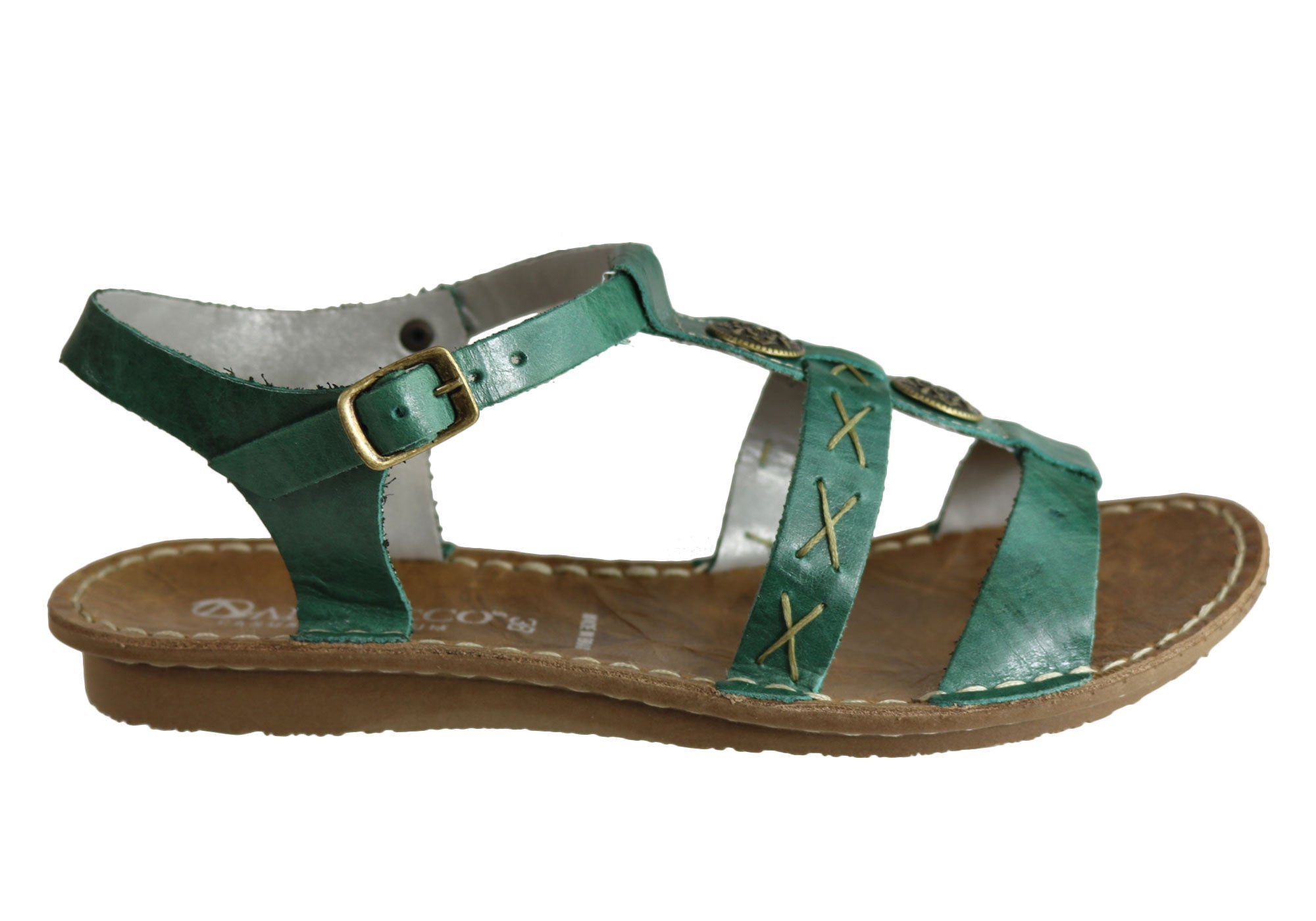Andacco Madisson Women's Comfort Flat Leather Sandals - Handmade in Brazil - Perfect for Summer, Beach & Casual Outings