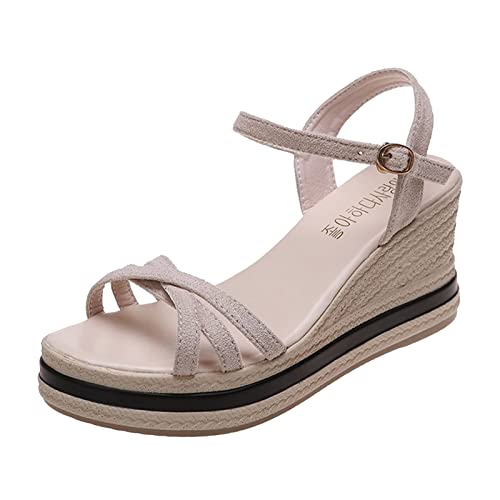 Women's Casual Summer Wedge Sandals with Heels - Comfortable Dressy Heeled Shoes for Women, Size 10 - Perfect for Beach Outings, Date Nights & Summer Parties
