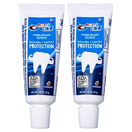 Crest Kids Advanced Toothpaste for Children 6+ Years - Strawberry Flavored Enamel & Cavity Protection - Travel Size 0.85oz (24g) Pack of 2 - Perfect for School, Travel & Daily Oral Care