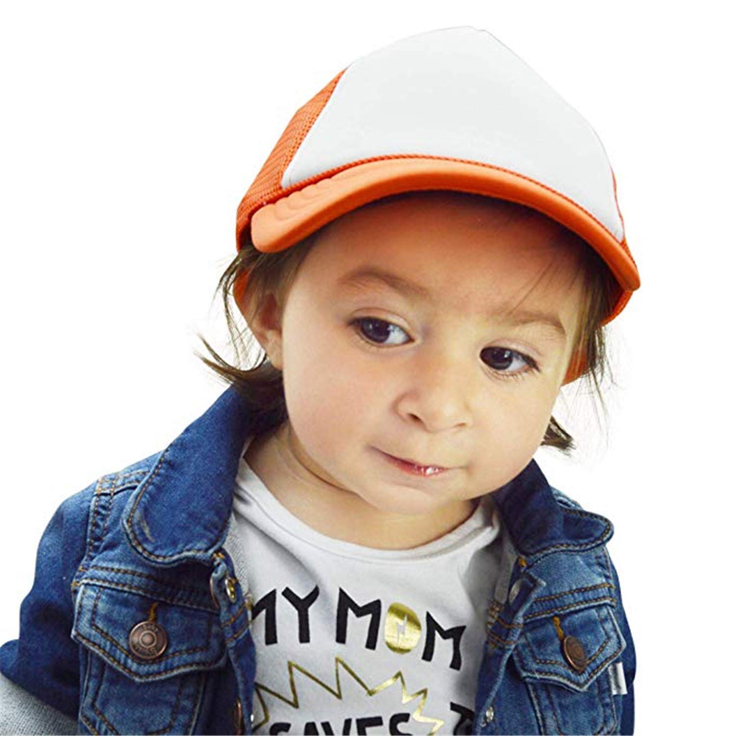 Custom Funny Kids 2-Tone Mesh Snapback Hats for Boys & Girls - Personalized Trucker Caps with Picture & Text - Perfect for Playdates, Birthday Parties & Outdoor Activities