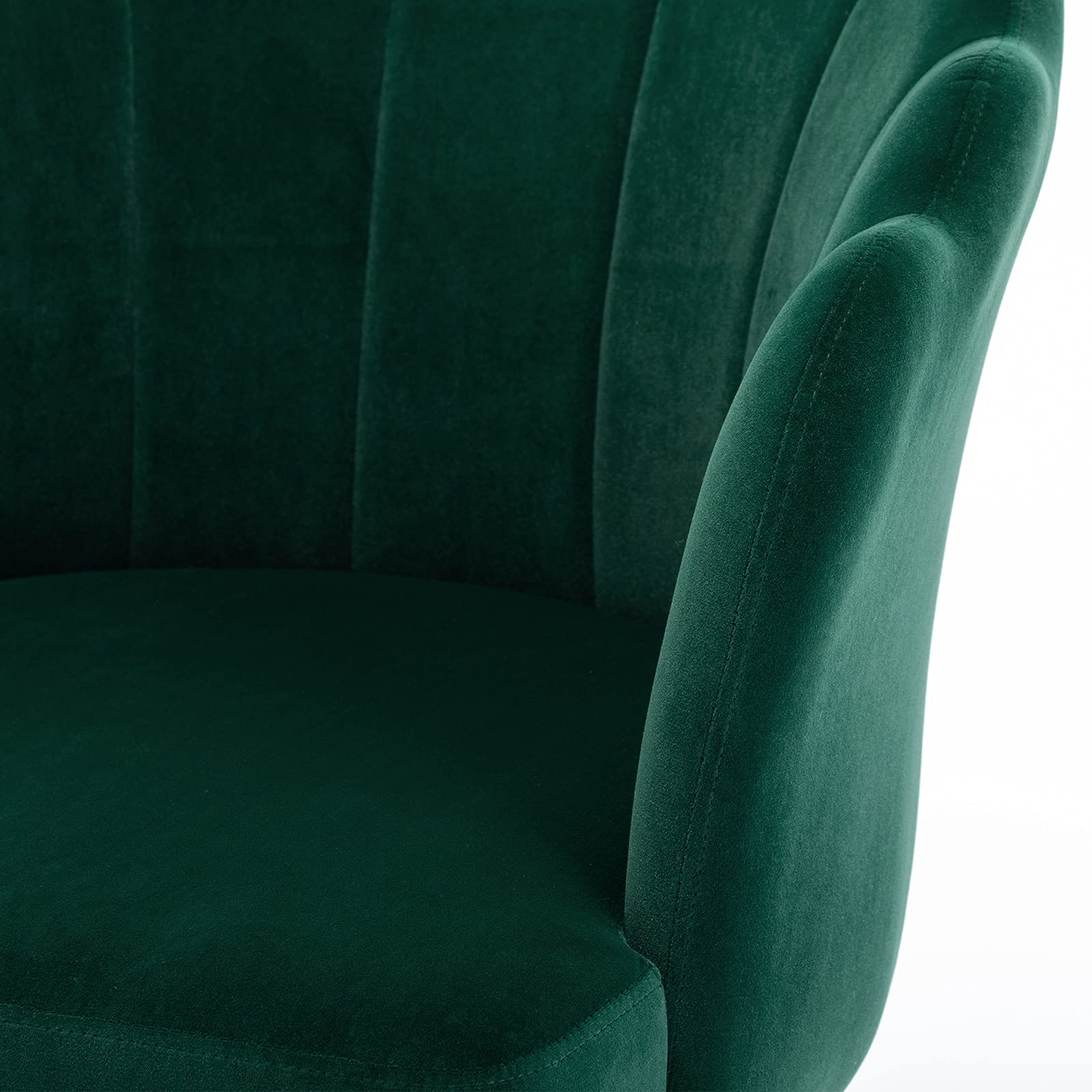 DUHOME Velvet Upholstered Accent Chair with Golden Metal Legs - Comfy Makeup Vanity Chair, Desk & Reception Chair for Living Room, Bedroom (Green) - Perfect for Home Office, Dressing Area & Guest Seating