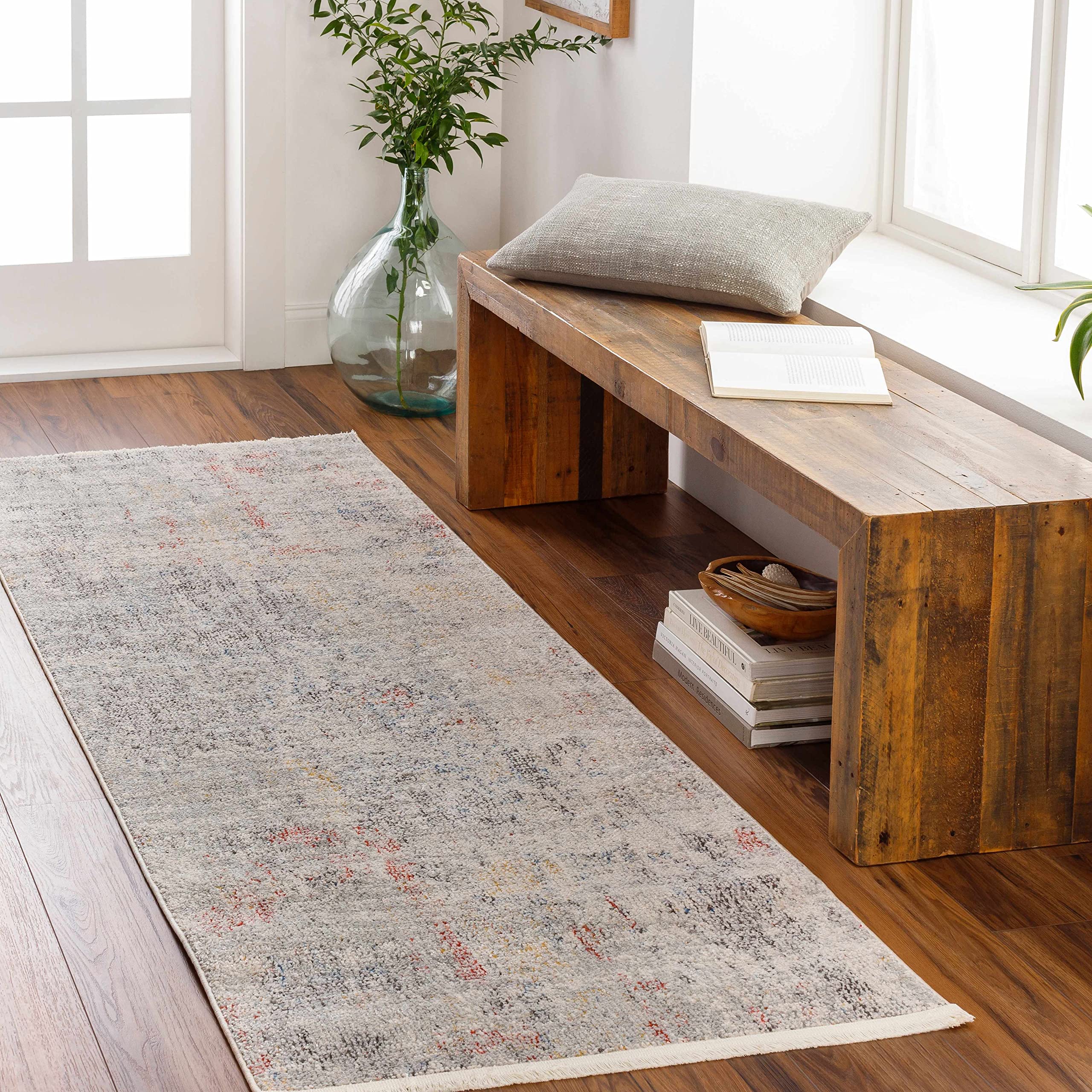 Hauteloom Nile Modern Area Rug for Living Room & Bedroom - Soft Black, Gray, Blue Design - 9'2