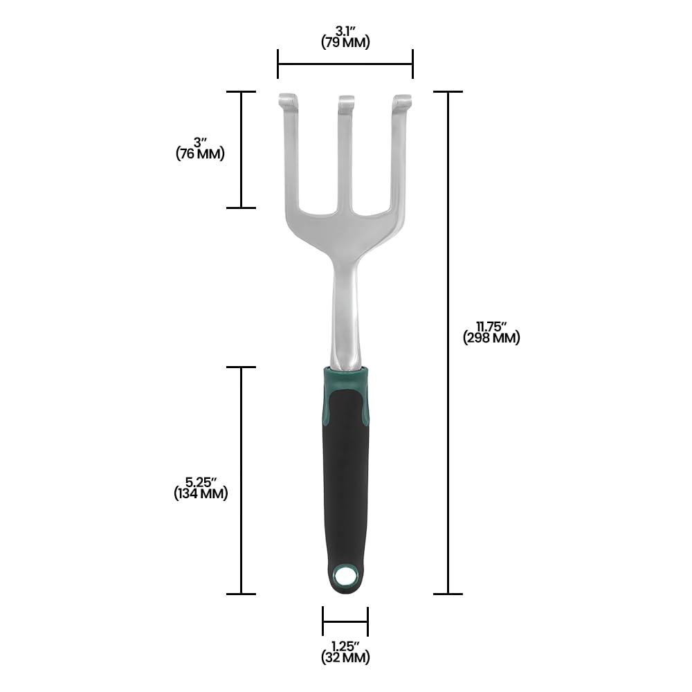 Zenport 15308A-12PK 3-Prong Cultivator with Ergonomic Grip - 14 Inch Polished Aluminum Garden Tool (Box of 12, Black) for Weeding, Soil Aeration & Gardening