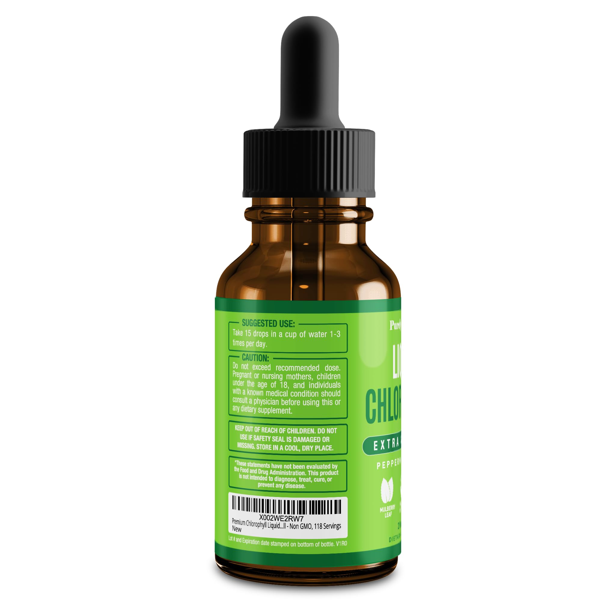 Premium Liquid Chlorophyll Drops - 100% Natural, Gluten Free & Non-GMO Chlorophyll Supplement - 118 Servings (4oz) for Detox, Energy Boost & Skin Health | Perfect for Daily Wellness Routine & Athletic Performance