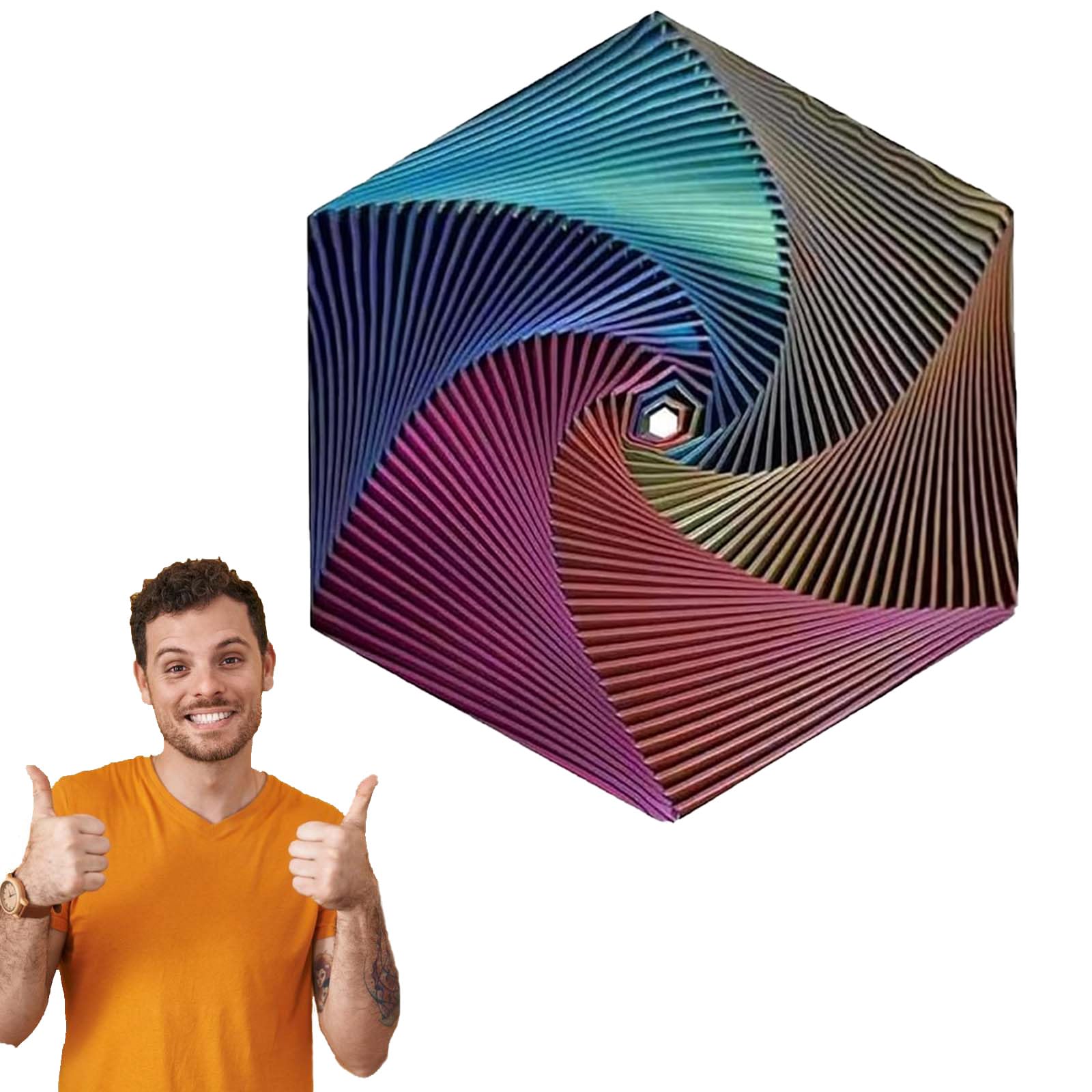 3D Printed Hexagon Fidget Toy - Colorful Gradient Sensory Stress Relief Cube for Adults & Kids | Anxiety Relief, Mindful Meditation Tool | Office Desk, Classroom, Travel Companion (3 Color Options)