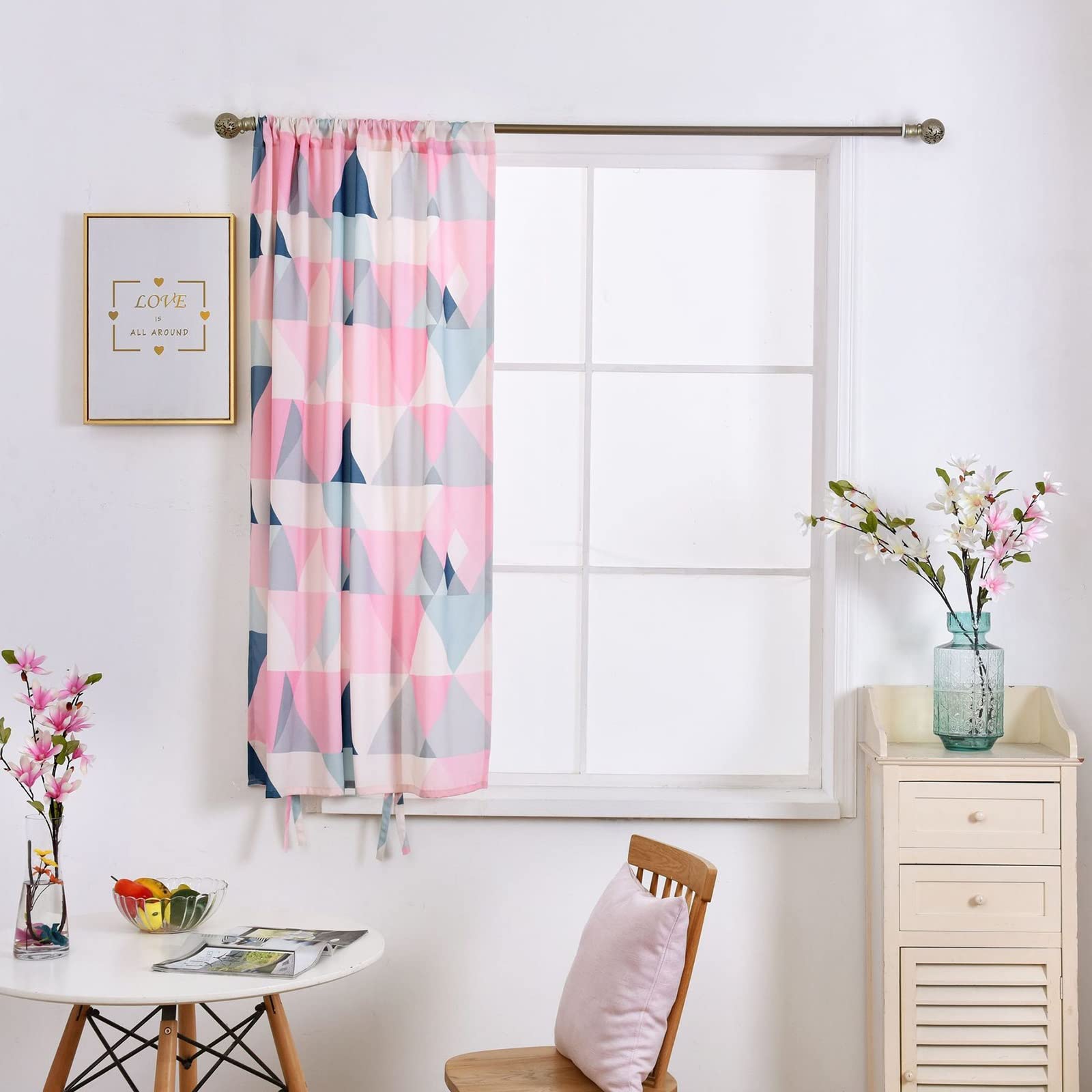 Nordic Tie-Up Curtain Valance Blackout Shades for Kitchen Window - Semi Blackout Roman Blinds for Small Windows, Bedroom & Bathroom - Pink Window Coverings (1 Piece) - Perfect for Privacy & Light Control in Home Decor