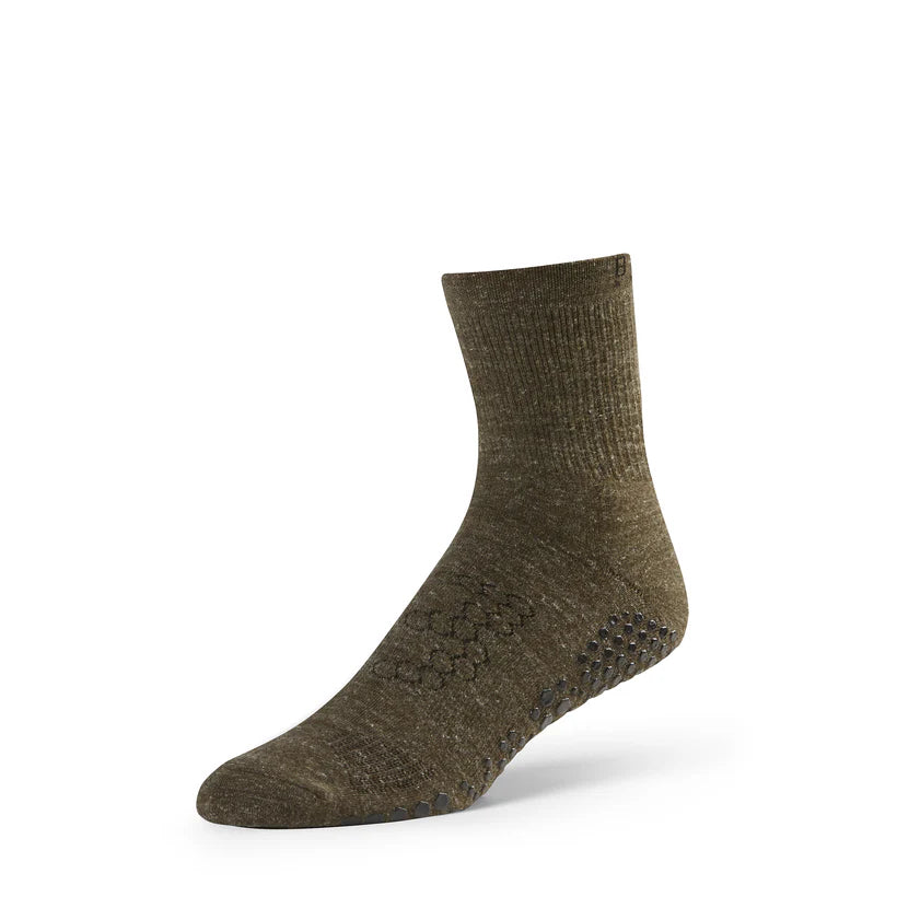 Base33 Grip Crew Socks - Olive Green Comfortable Athletic Socks for Men & Women - Perfect for Running, Hiking, and Everyday Wear