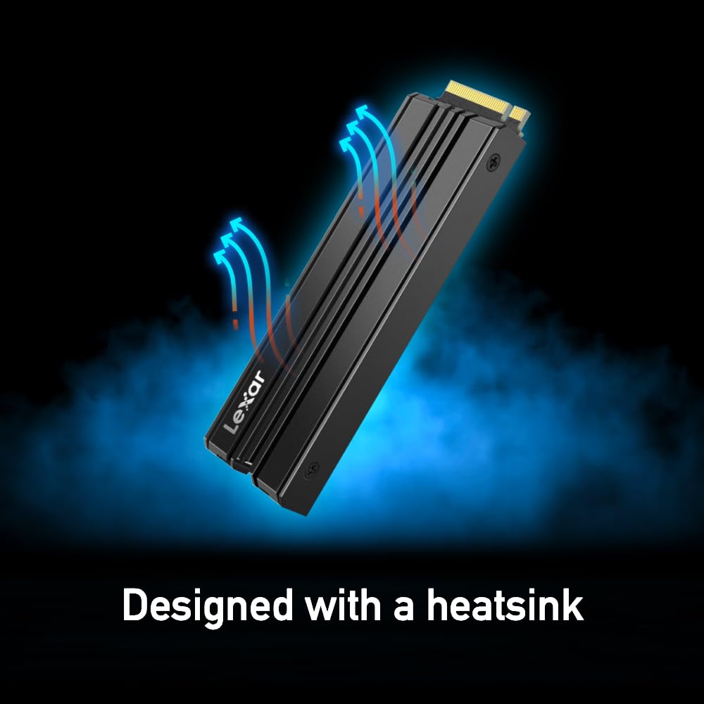 Lexar 2TB NM790 SSD with Heatsink - PCIe Gen4 NVMe M.2 2280 Internal Gaming SSD, 7400MB/s Read & 6500MB/s Write - High-Speed Solid State Drive for PS5, PC Builds, Video Editing & Content Creation (Black) LNM790X002T-RN9NU | Perfect for Gaming Rigs, Workstations & High-Performance Computing