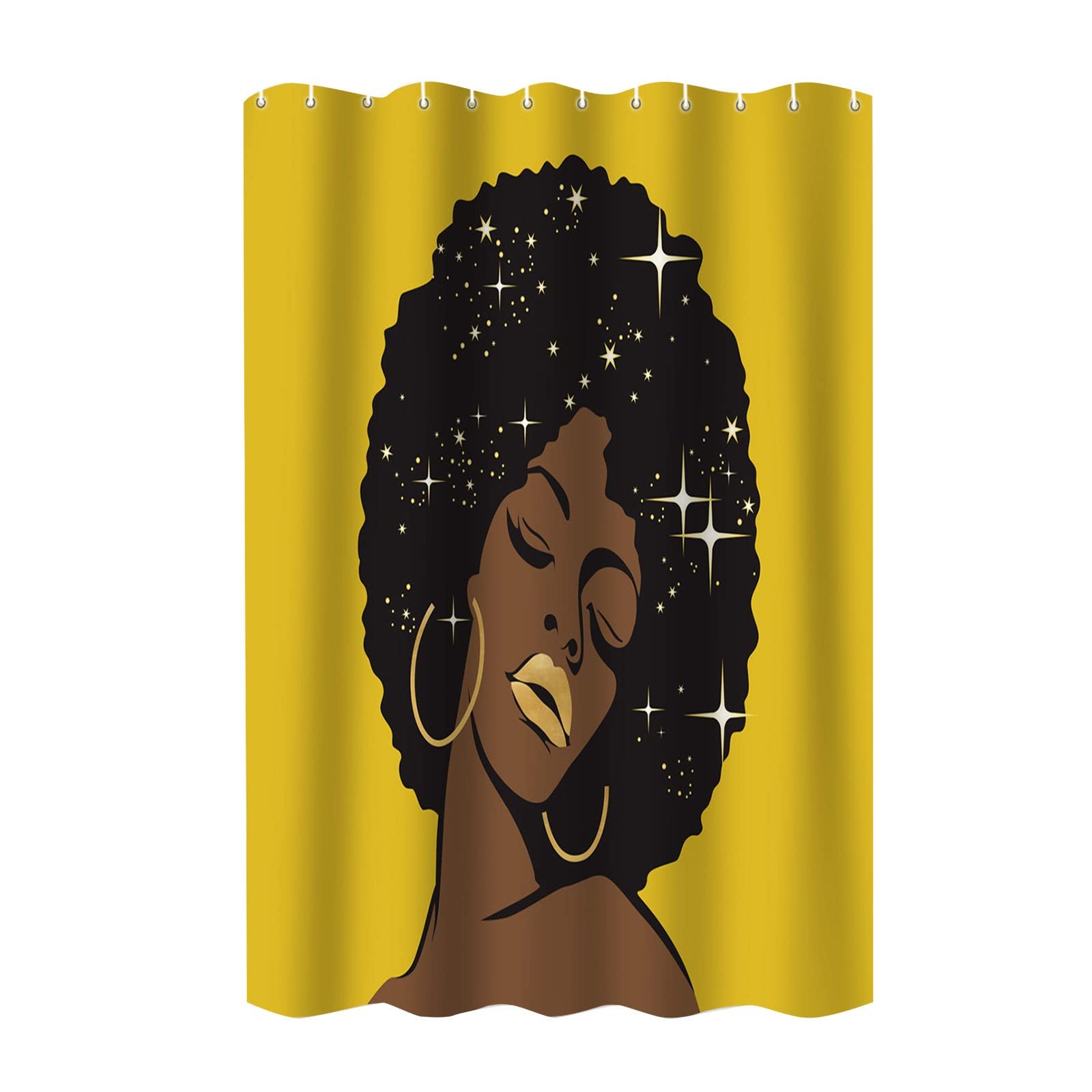 QQtangYA Black Girl Shower Curtain - Waterproof Polyester Bathroom Partition Curtain with Gray Design (One Size) - Perfect for Modern Bathrooms, Kids' Rooms & Dorm Decor