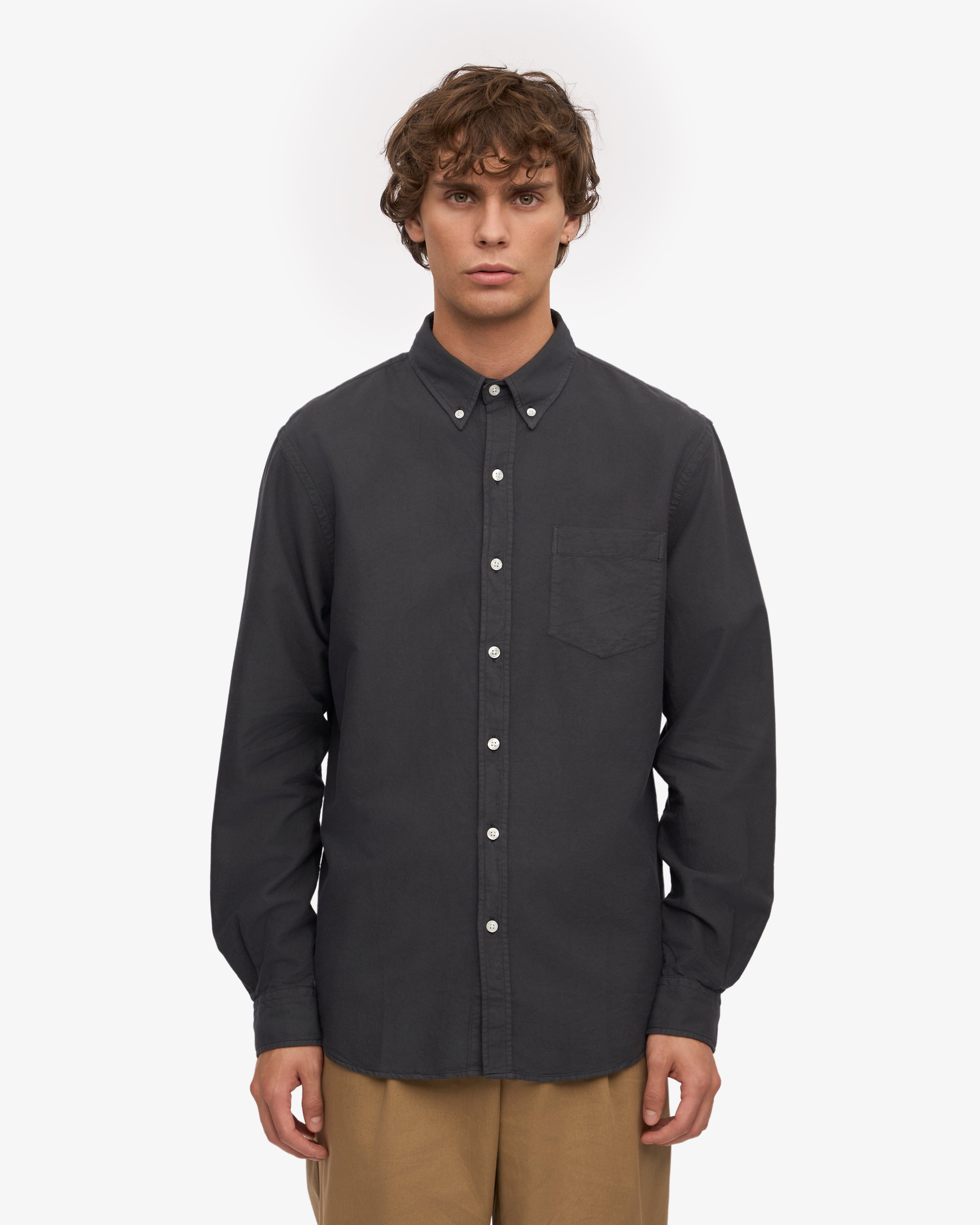 Organic Cotton Button Down Shirt for Men - Lava Grey | Casual & Business Wear | Eco-Friendly Fashion for Office, Date & Outdoor Activities