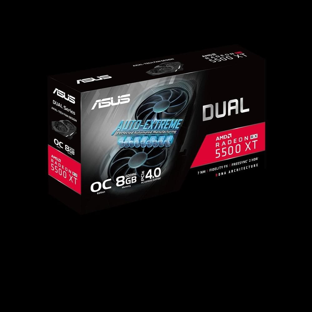 ASUS DUAL RX5500XT O8G EVO Gaming Graphics Card 8GB GDDR6 - 3 Year Warranty - Perfect for 1080p Gaming, Video Editing & Streaming