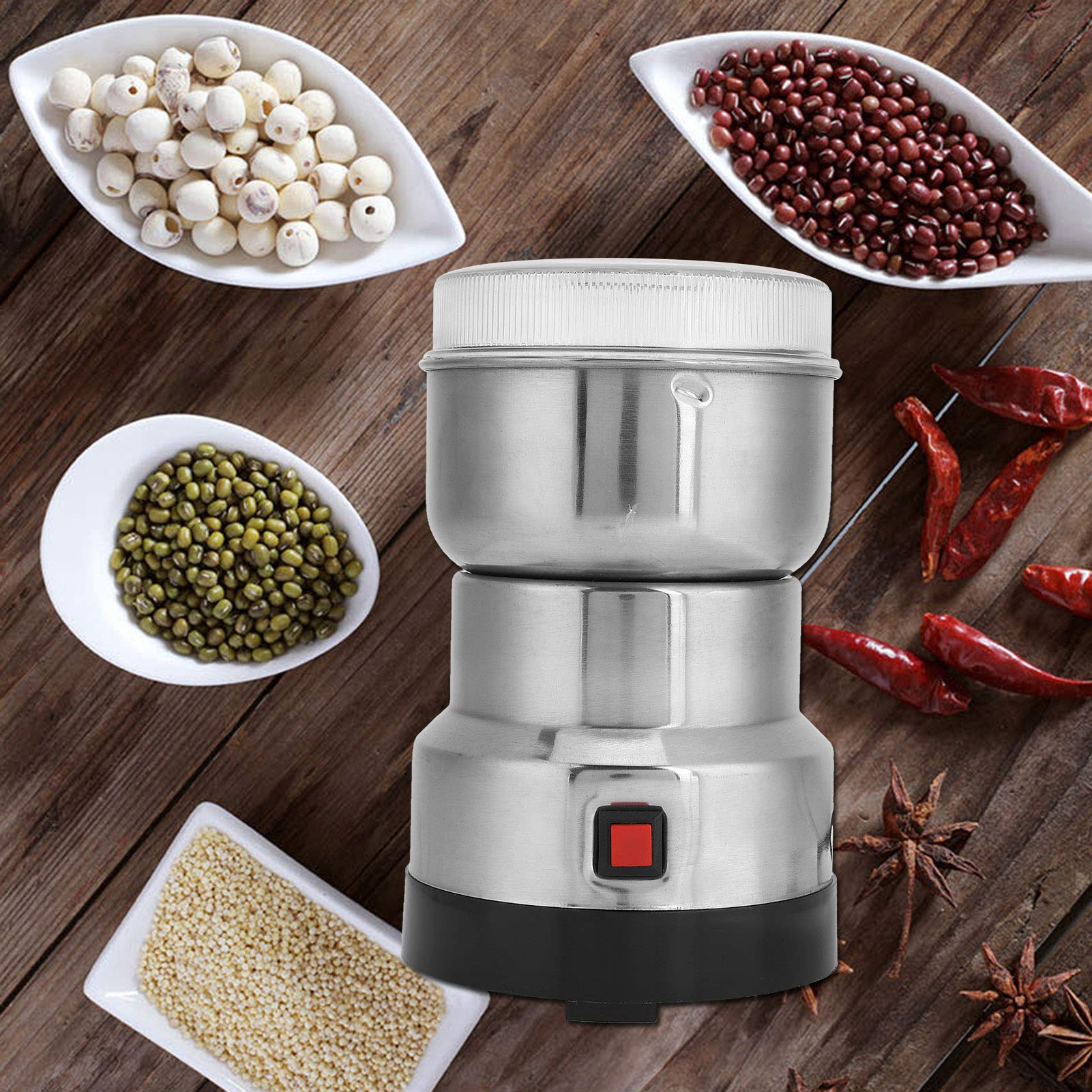 Premium Electric Coffee Grinder & Spice Mill - 110V-240V Multi-Function for Beans, Nuts, Herbs - Perfect for Home, Office & Travel Use