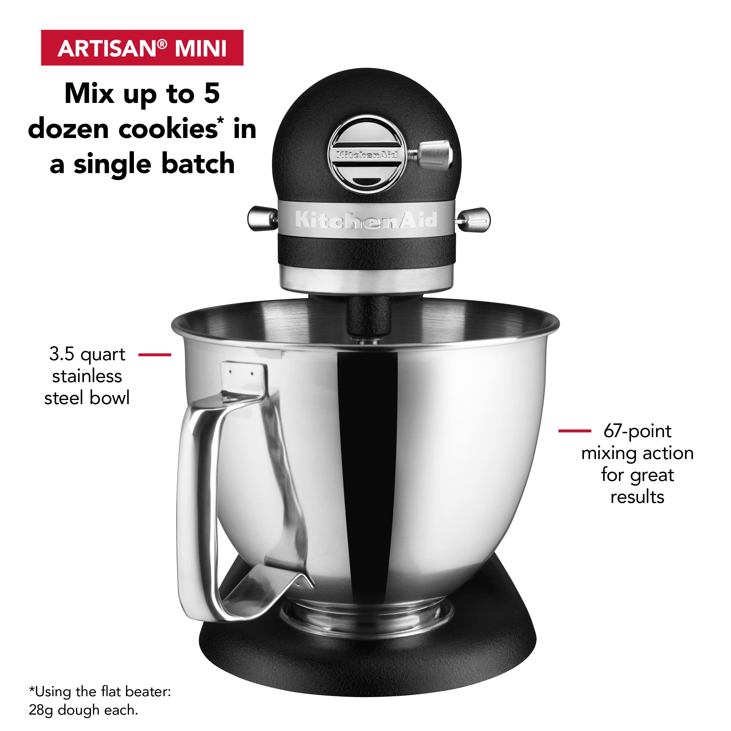 KitchenAid Artisan Mini 3.5 Quart Tilt-Head Stand Mixer - KSM3316X - Cast Iron Black | Compact Baking Mixer for Cookies, Cakes & Dough | Perfect for Small Kitchens & Home Bakers