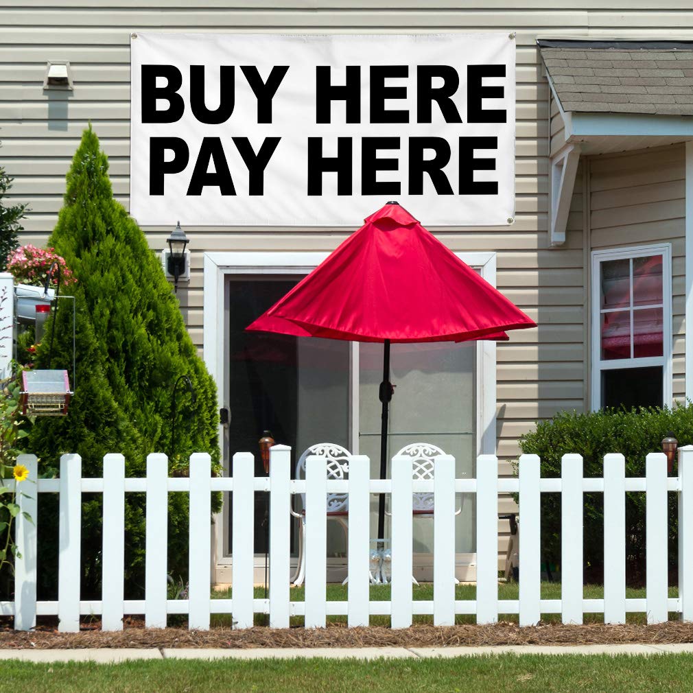Durable Vinyl Banner 48x96 Inches - Weatherproof Outdoor Business Sign with 8 Grommets | Buy Here Pay Later | Perfect for Storefronts, Events & Construction Sites