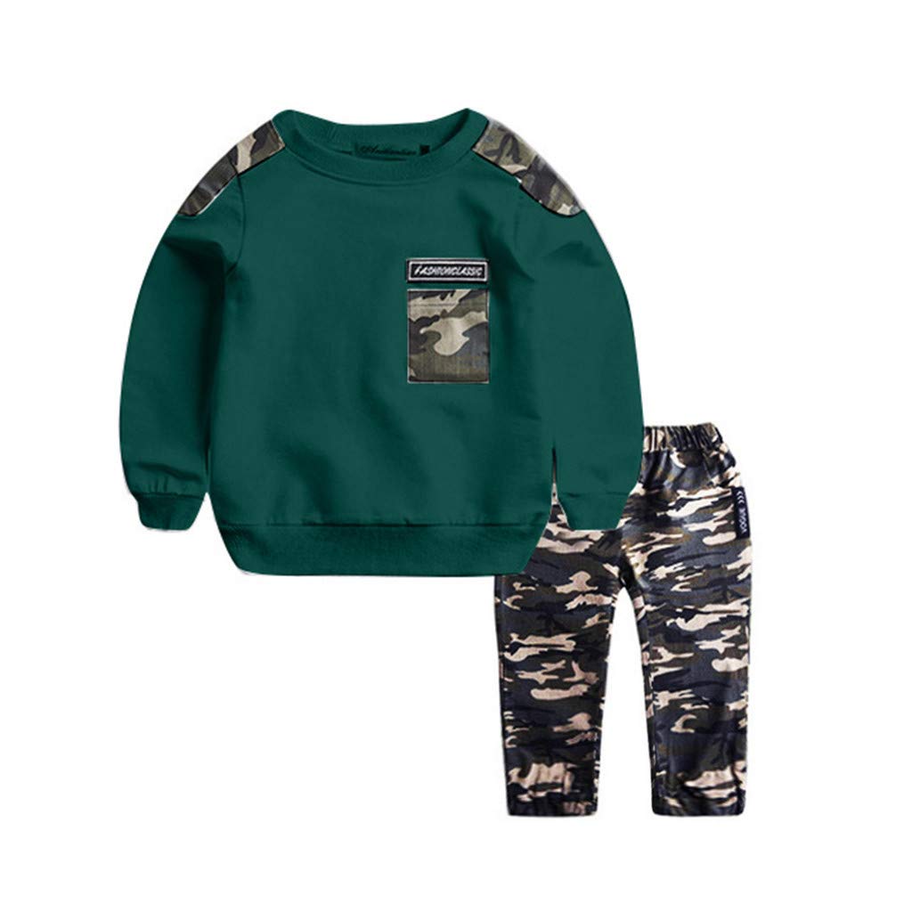 **Haoricu Boys' 2-Piece Camouflage Letter Print Tracksuit Set - Casual Top & Pants Outfit for Teens & Kids - Perfect for School, Sports & Playtime**