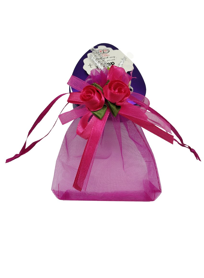 50pcs Sheer Organza Favor Bags 3.8x4.8 Inches - Wedding Party Gift Bags, Sample Display Pouches with Drawstring in Hot Pink - Perfect for Bridal Shower, Baby Shower & Birthday Favors