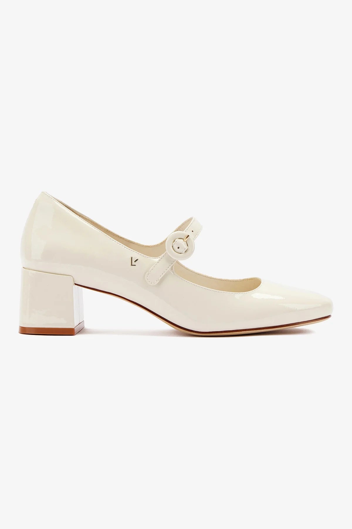 Blair Block Pump Shoes in Ivory Patent Leather - Elegant Women's Heels for Office, Party & Wedding Events