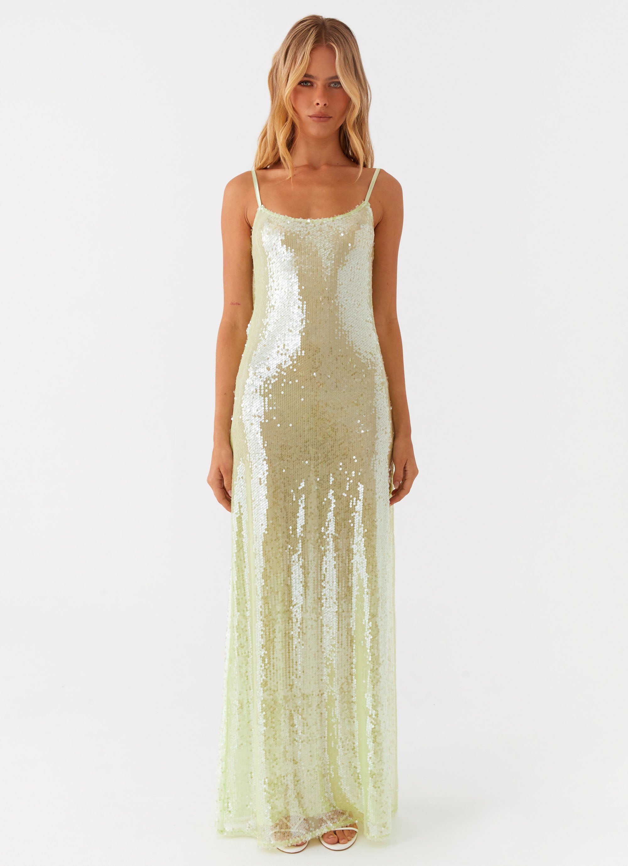 Elegant Mint Green Sequin Maxi Dress for Women - Perfect for Evening Parties, Prom, and Special Occasions