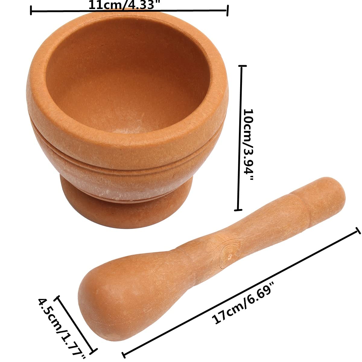 Premium Wood Grain Resin Pestle and Mortar Set - Garlic Herb Spice Grinder, Crusher & Mixing Bowl for Kitchen - Perfect for Crushing Garlic, Grinding Spices, Making Pesto & Guacamole
