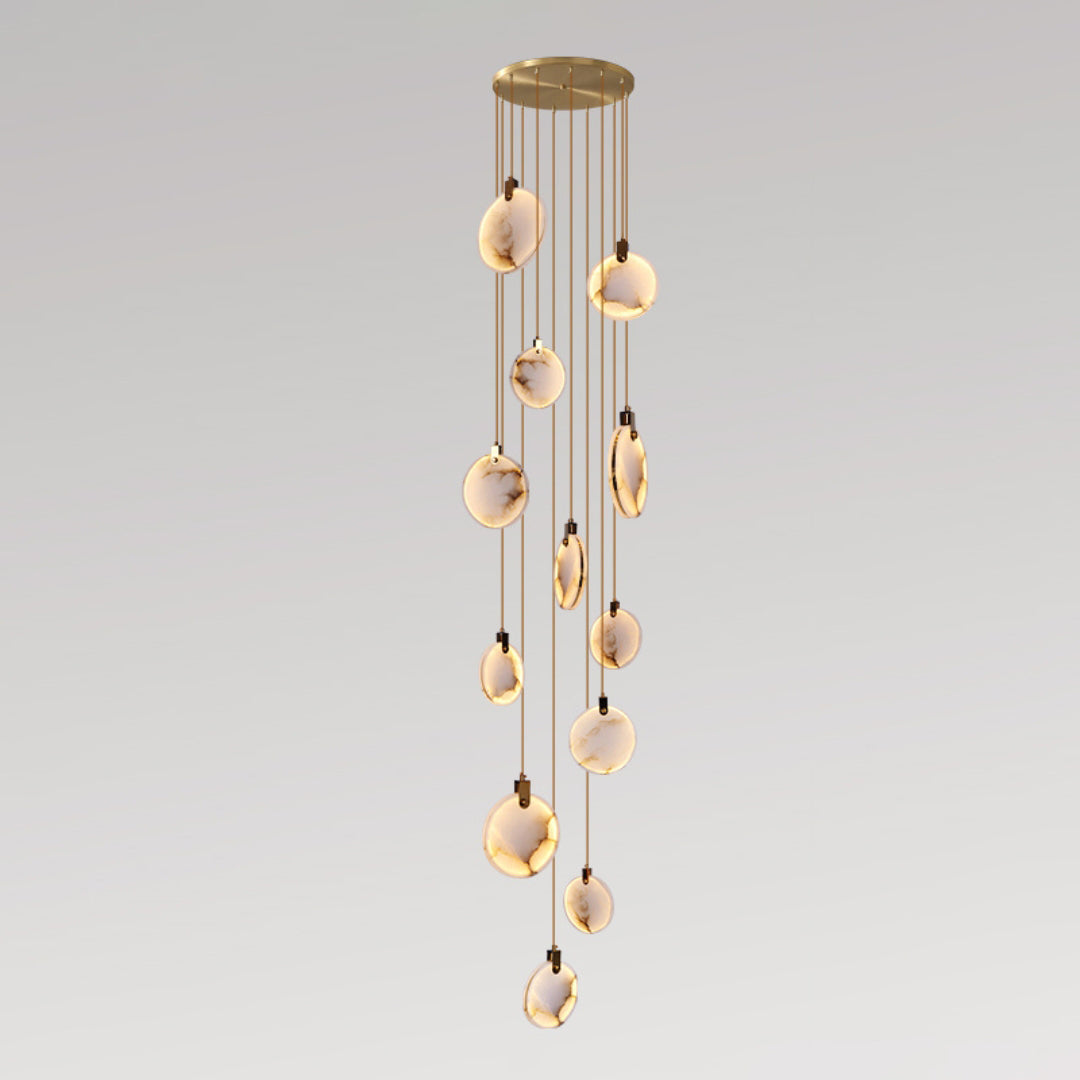 Elegant Harvest Alabaster Pendant Lamp - Natural Stone Lighting Fixture for Dining Room, Bedroom & Living Room Decor